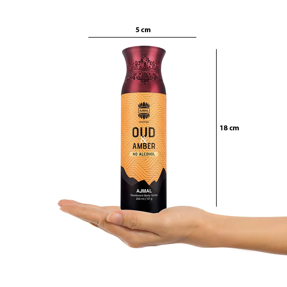 Ajmal Oud & Amber Deodorant Body Spray 200ml 6.7 Fl.oz. Perfume For Men & Women | Non-Alcoholic - Image 3