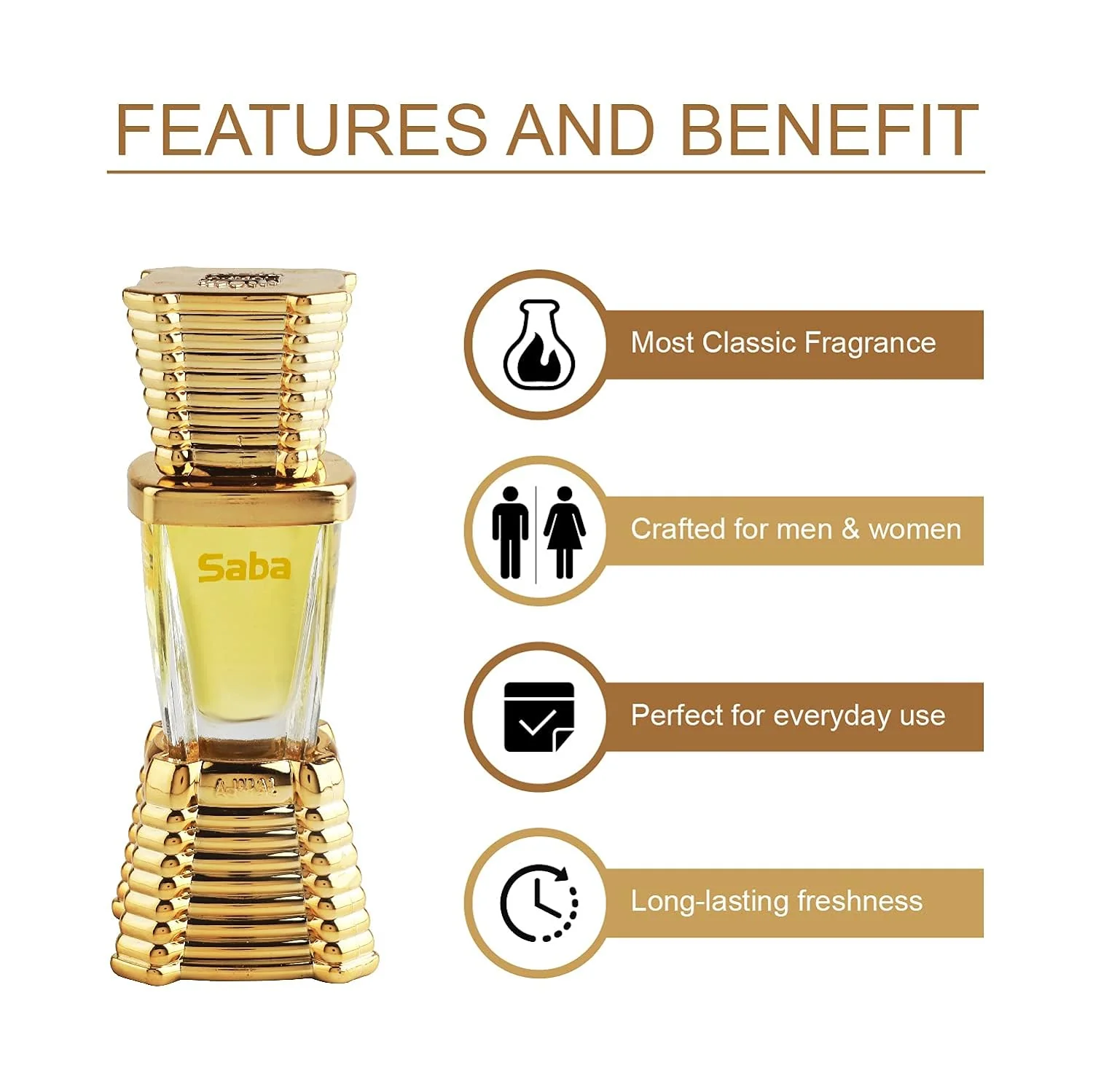 Ajmal Saba Concentrated Attar Perfume Oil 10ml 0.3 Fl.oz. | For Men & Women | Free From Alcohol - Image 4