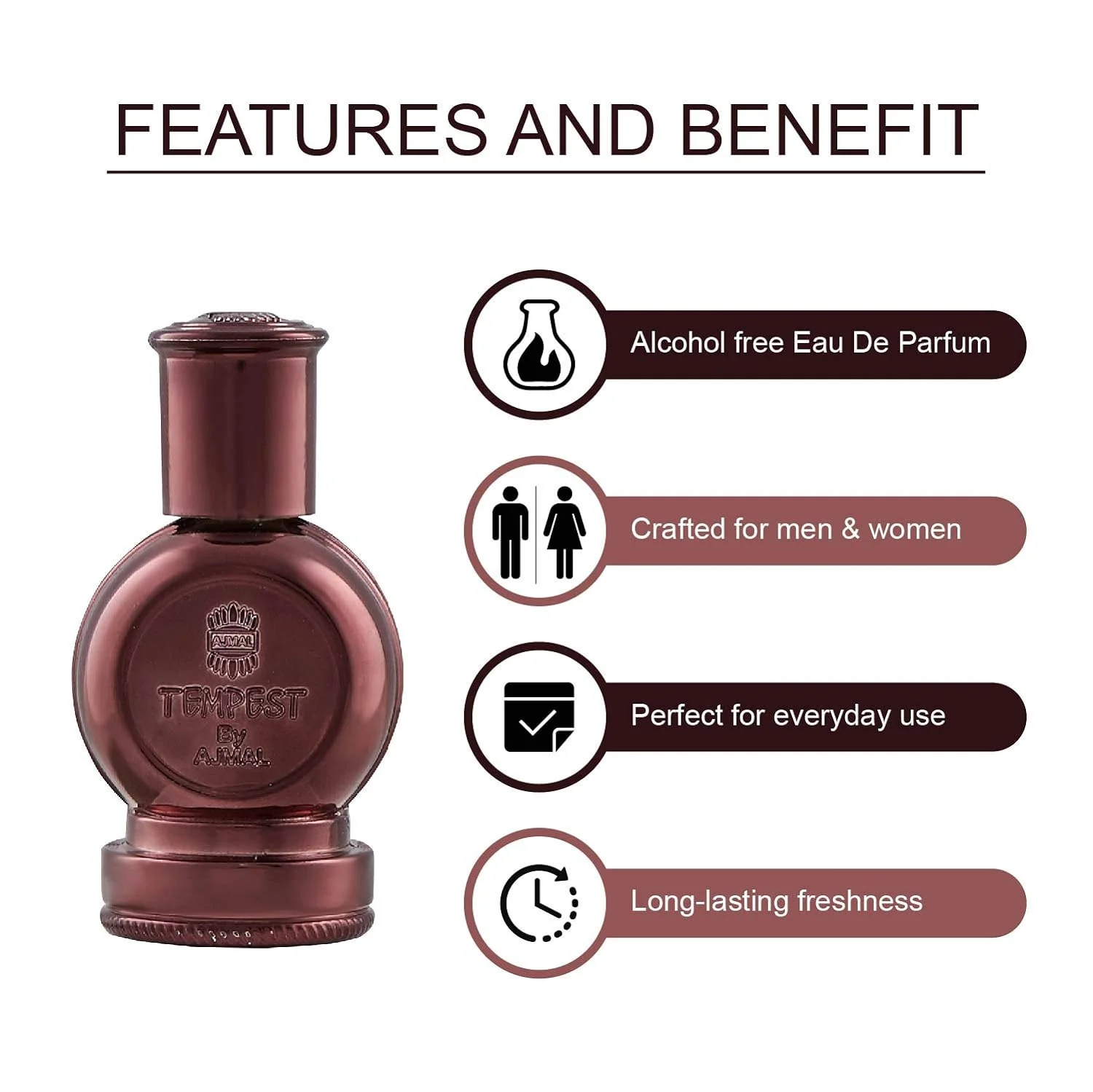 Ajmal Tempest 12ml 0.4 Fl.oz. & Selfie Concentrated Perfume Oil Woody Aromatic Alcohol-free Attar 10ml 0.3 Fl.oz. For Men & Women - Image 4