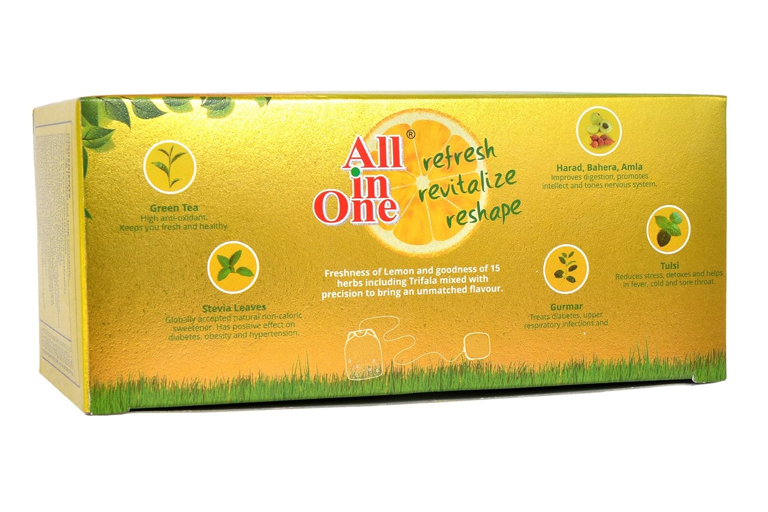 All In One Herbal Lemon Green Tea - 25 Tea Bags | Removes Gastric & Stomach Problems - Low Caffeine, Sugar Less - Image 5