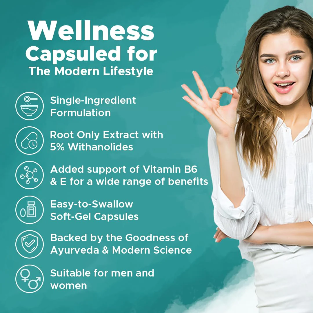 Amihem Ashwagandha Root Extract Stress Relief, Sleep Support & Cognitive Enhancement 500mg With 5% Withanolides Added Vitamin B6 & E Immunity Boost, Muscle Strength | 30 Tablets 50gm 0.1lbs - Image 2