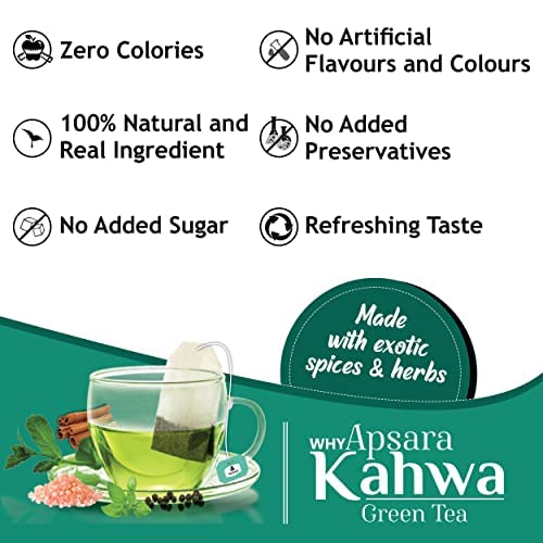 Apsara Detoxifying Kahwa Green Tea - 36 Tea Bags | Blended With Rock Salt, Tulsi, Cardamom, Cinnamon, Black Pepper, Ashwagandha Tea - Immunity Booster, Promotes Skin Glow - Image 3