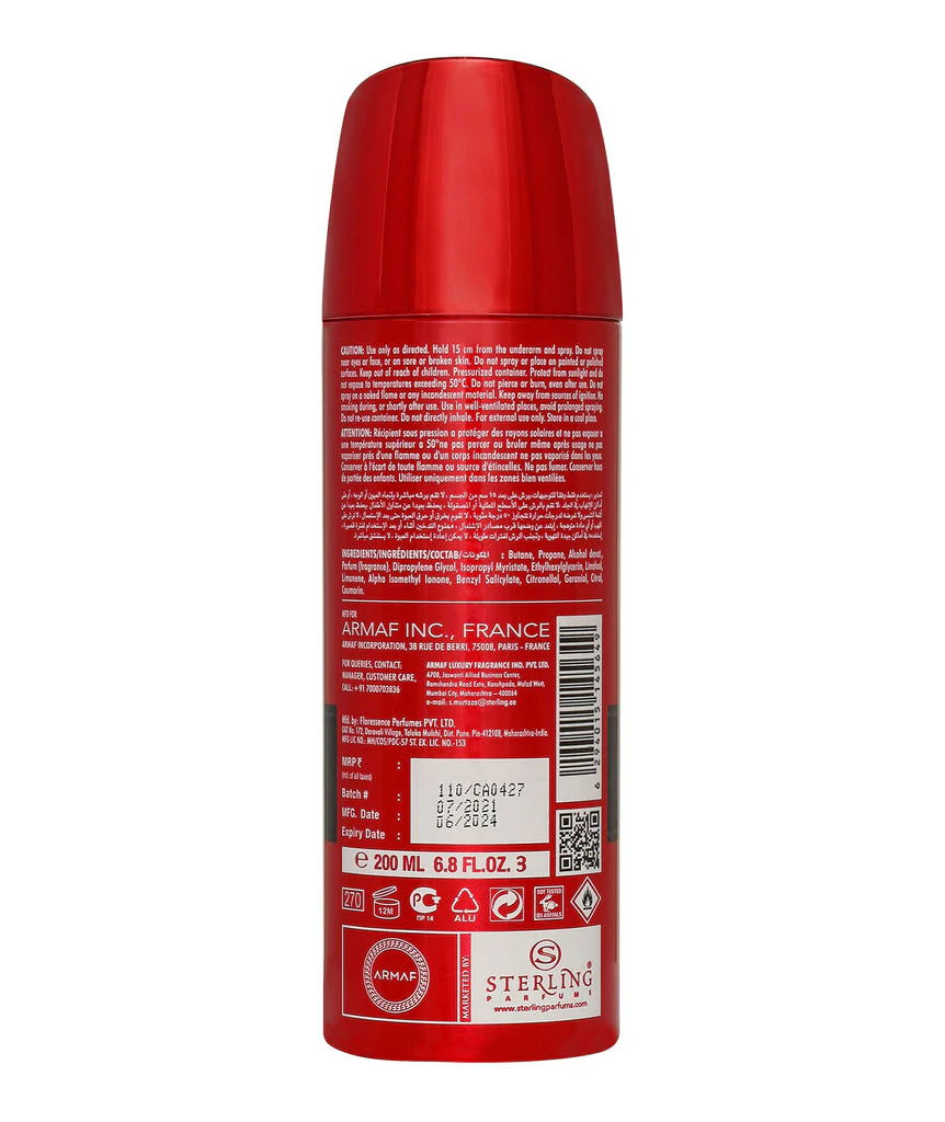 Armaf Tres Nuit Lyric Pour Homme Perfume Body Spray 200ml 6.7 Fl.oz. Daily Wear Deo For Men | Long Lasting | Alcohol Free - Image 2
