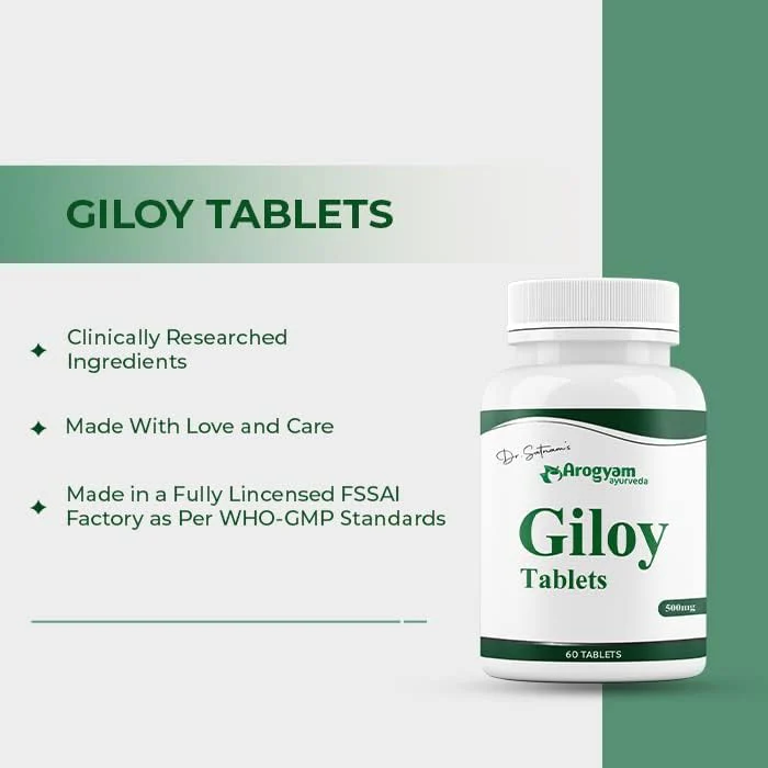 Arogyam Ayurveda Giloy Tablets Guduchi Extract Ayurvedic Herbal Supplement For Men & Women | 60 Tablets 100gm 0.2lbs - Image 3