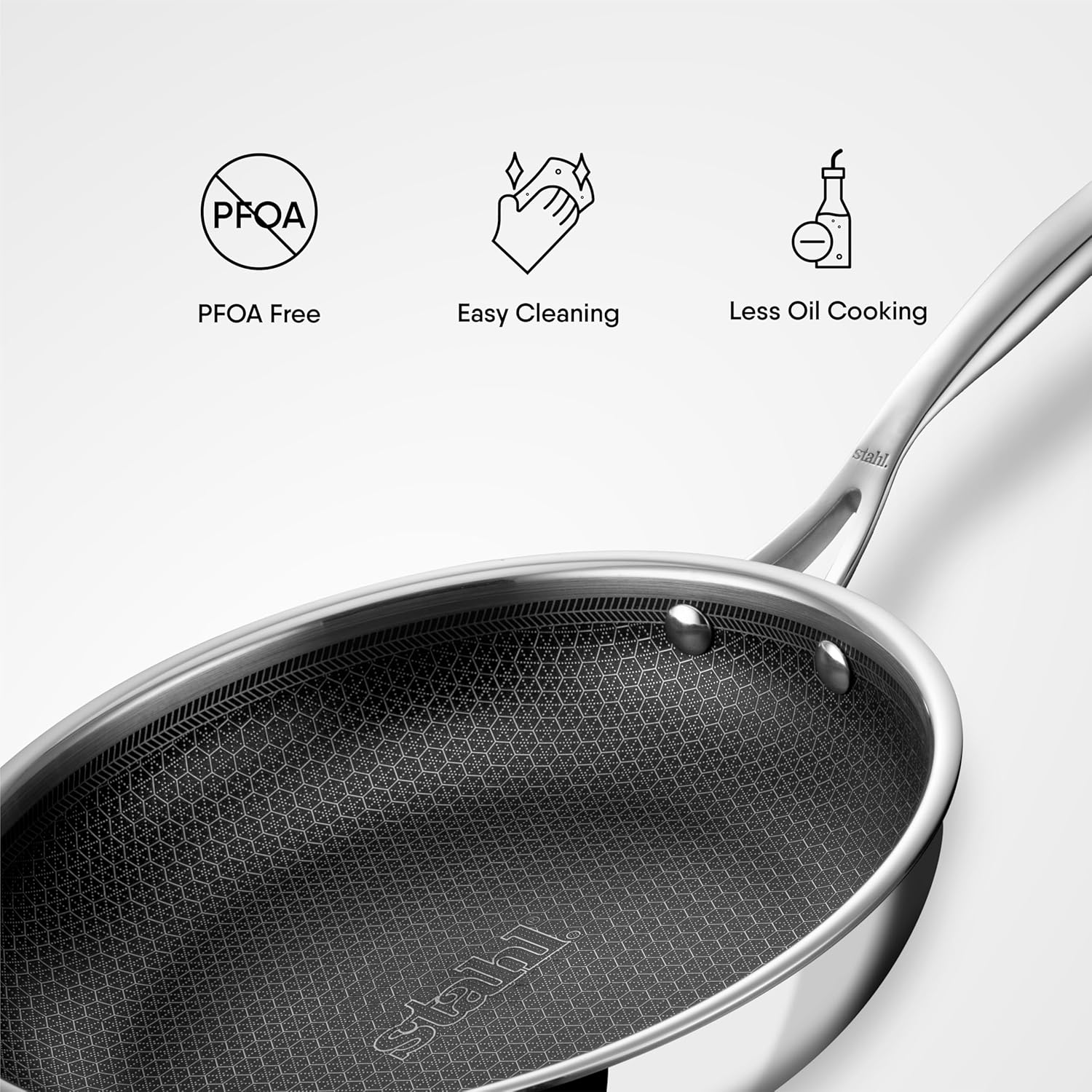 Artisan Hybrid Stainless Steel Triply Frying Pan With Lid - Non Stick, Induction Base Fry Pan | 1.3 Liters, 20 Cm - Image 4