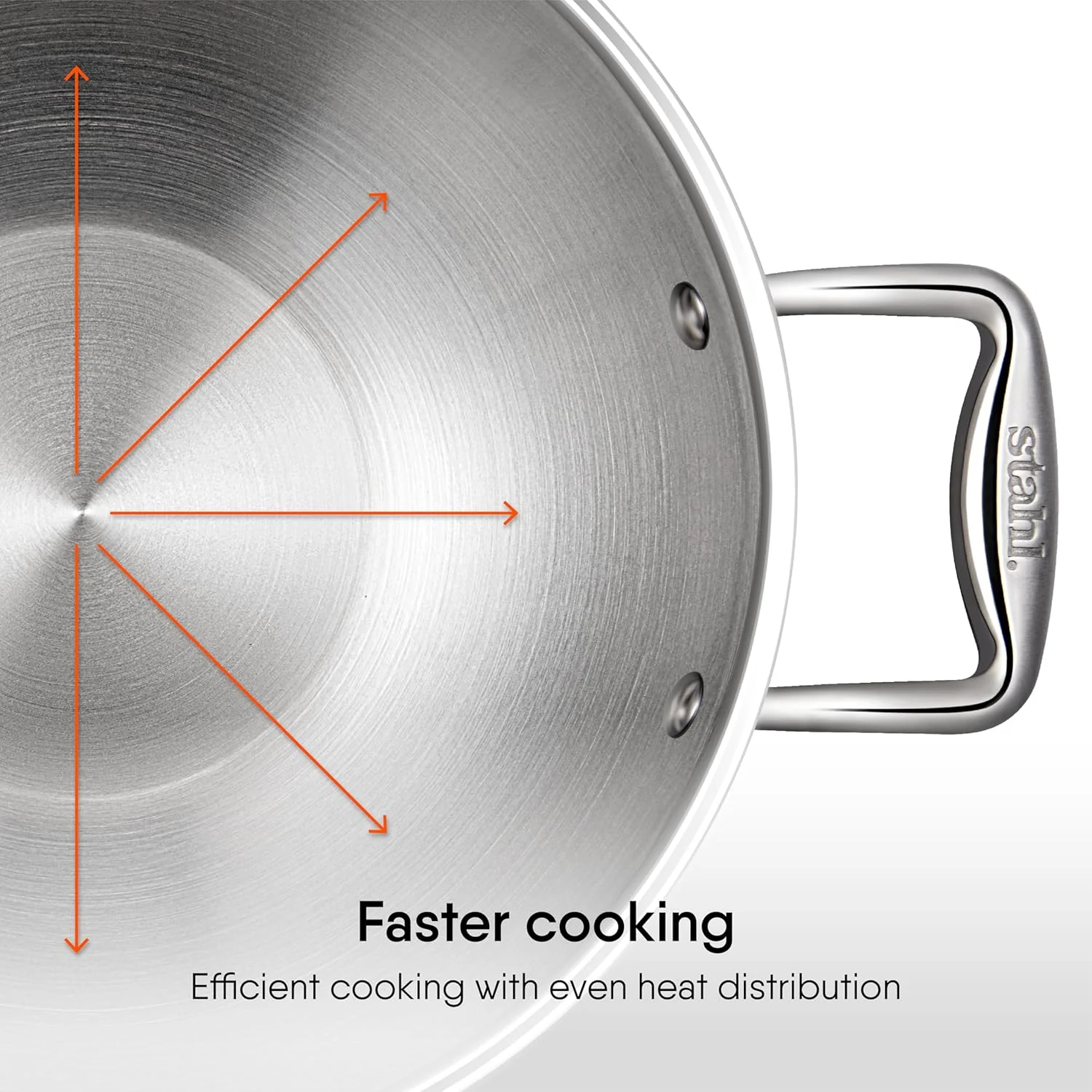 Artisan Triply Silver Stainless Steel Kadhai With Lid, 12.8 Liters | Kadai For Cooking, Stainless Steel Cookware Triply Kadai, Induction & Gas Stove Compatible, 40 Cm - Image 5