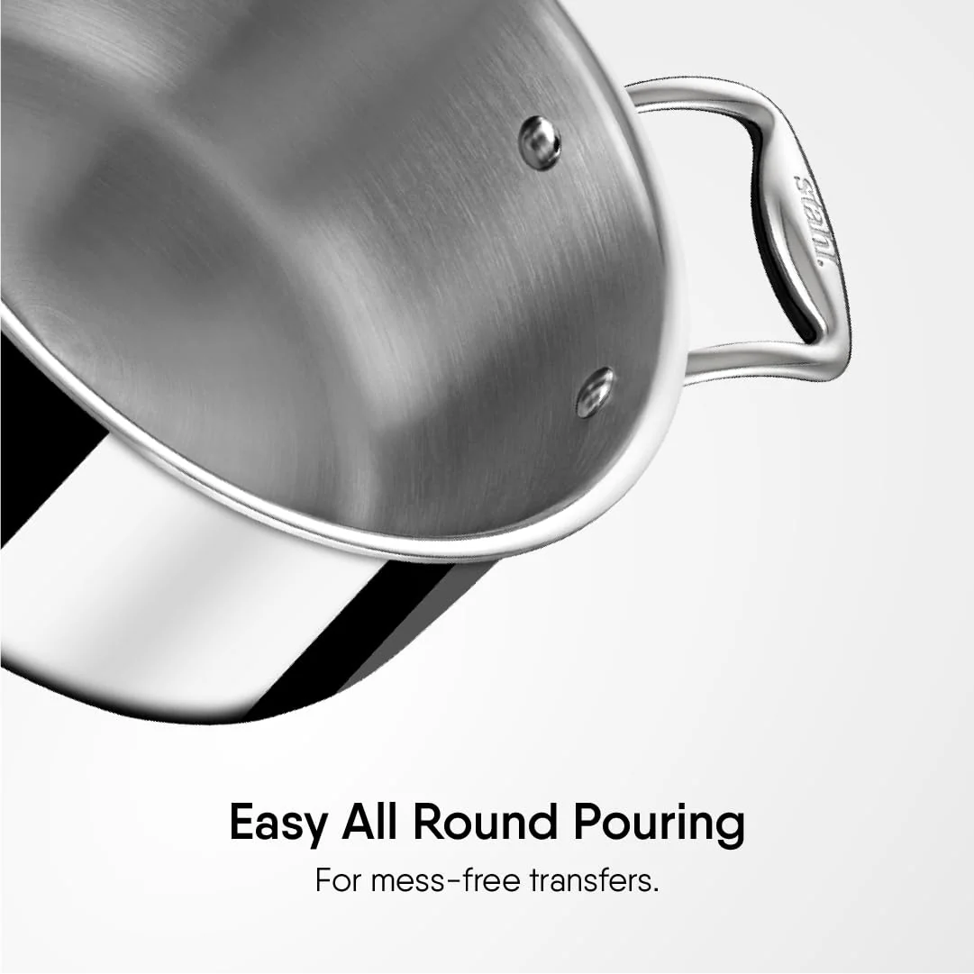 Artisan Triply Stainless Steel Sauce Pot Or Casserole With Lid | Induction Biryani Handi - 1.4 Liters, 16cm - Image 5