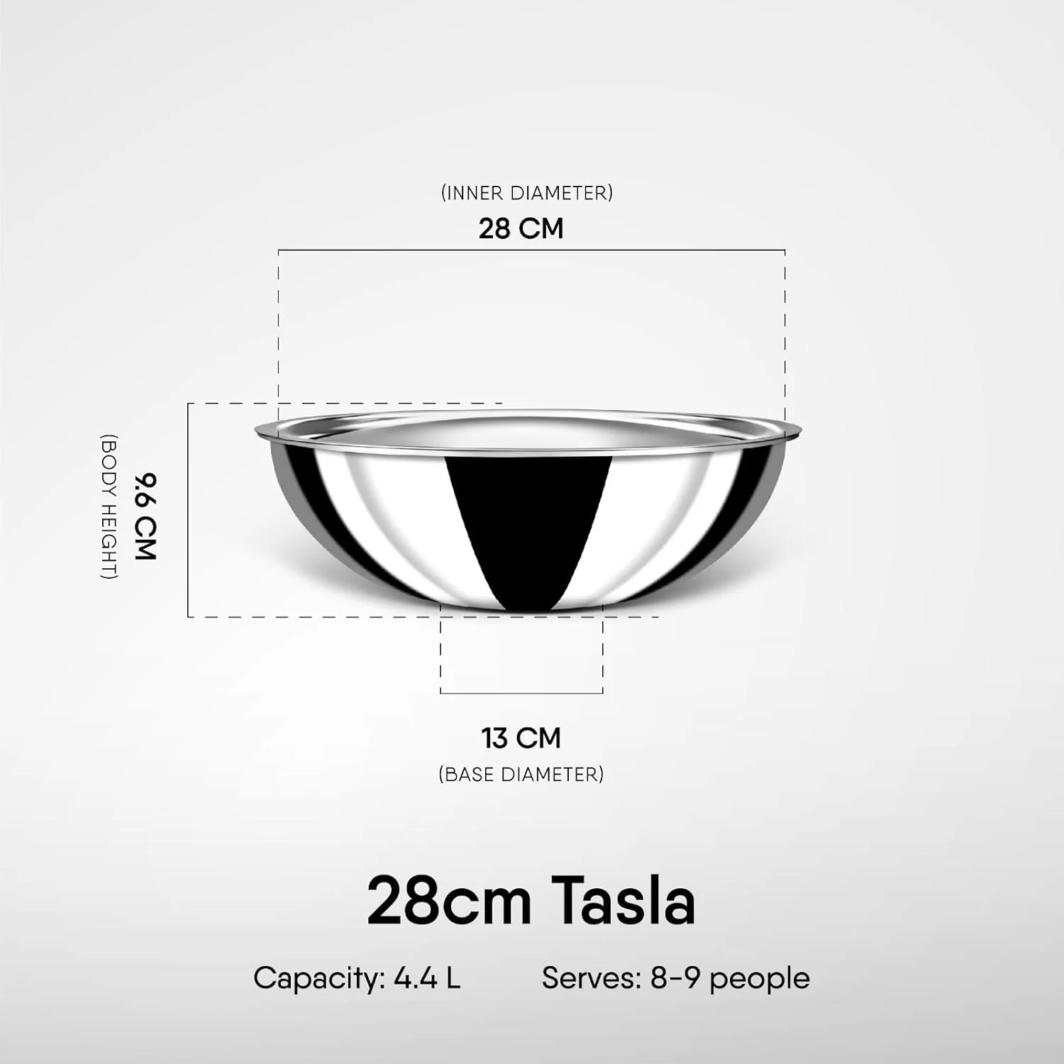 Artisan Triply Stainless Steel Tasla With Lid | Without Handle Kadai 4.4 Liters, 28cm - Induction Base - Image 5