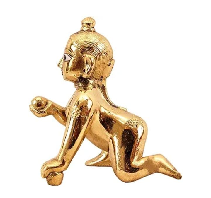 Ashtadhatu Laddu Gopal Idol, Bal Gopal, Thakur Ji, Gold, Brass, Idol - Size No.1, Laddoo Gopal Janmashtami Special For Home Temple, Metal Kanha Ji, Religious, Occasion & ?Festival Statue - Image 4