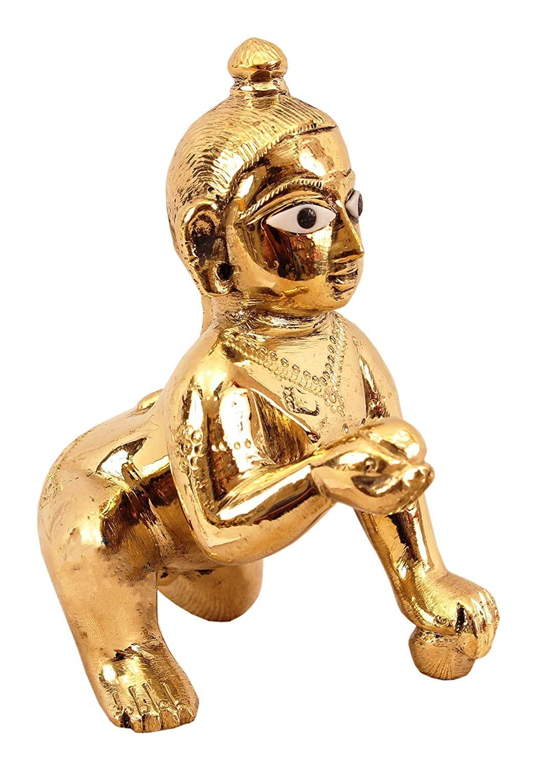 Ashtadhatu Laddu Gopal Idol | Janmashtami Specials For Home, Brass, Size - No.2, Golden Hand Painted, All Occasions & Festivals, Best Statue - Image 2