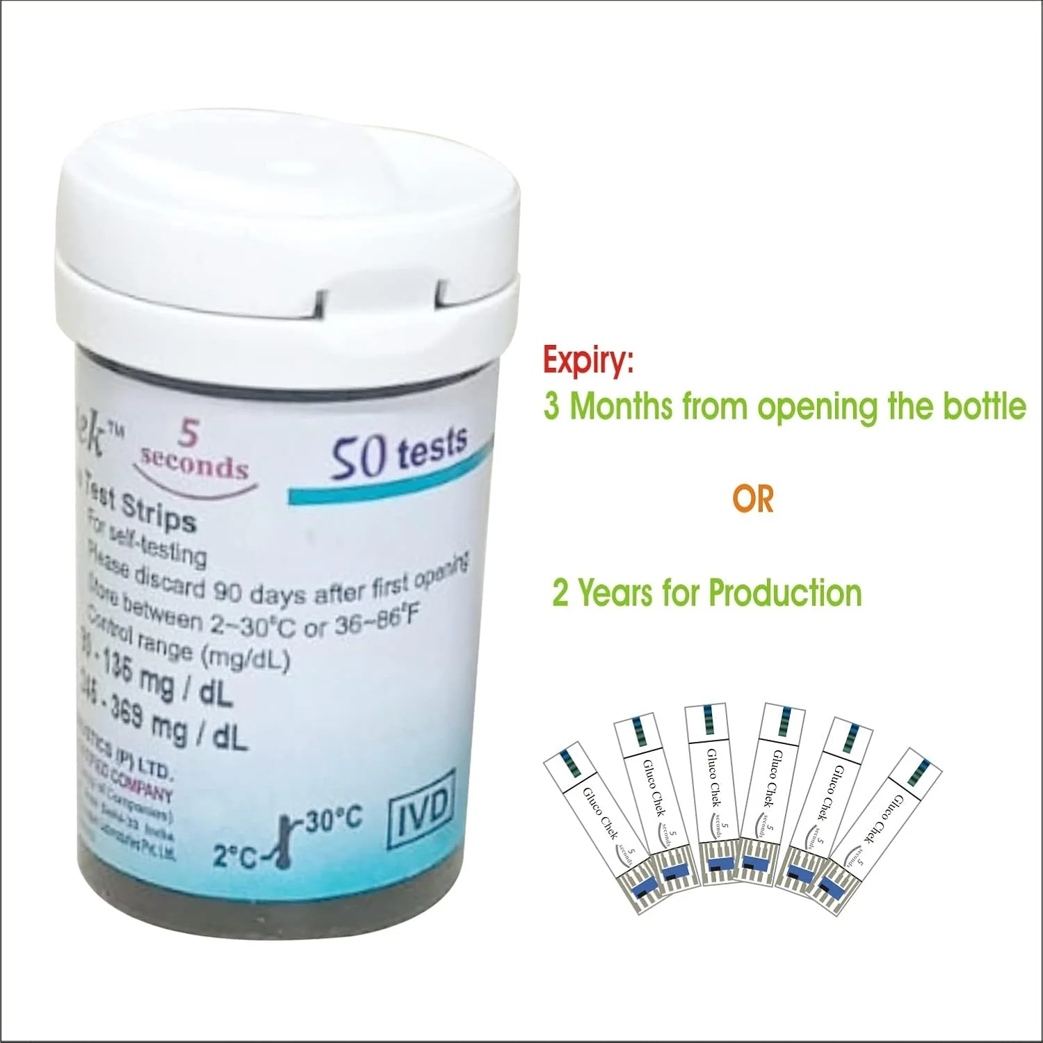 Aspen Gluco Chek 5 Sec. Blood Glucose Glucometer Test Strips - 100 Strips (Only Strips, No Glucometer) - Image 5
