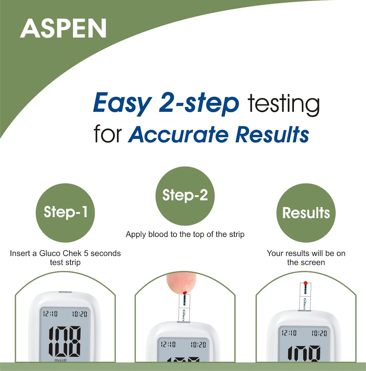 Aspen Gluco Chek 5 Sec Blood Glucose Glucometer Test Strips - 25 Strips (Only Strips, No Glucometer) - Image 6