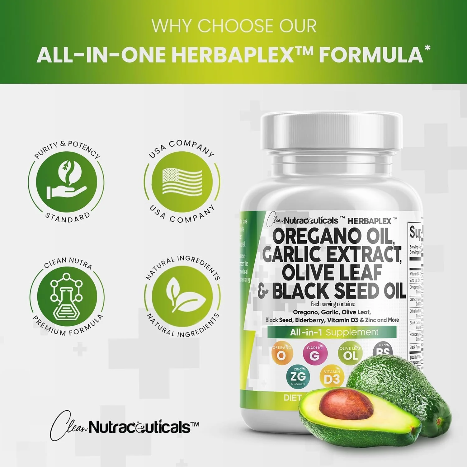 Athinika Nutrition Oregano Oil 6000mg Garlic, 4000mg Olive Leaf 3000mg Black Seed Oil 3000mg Immune Support & Digestive Health, For Women & Men With Vitamin D3 & Zinc | 60 Capsules 100gm 0.2lbs - Image 5