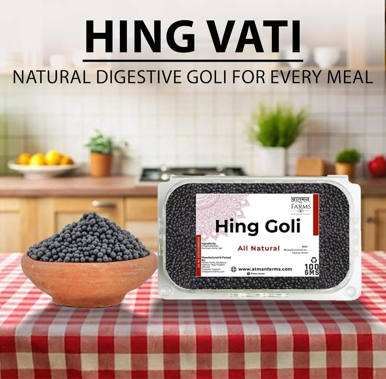 Atman Farm Hing Goli 200gm, (100gm *2) | Natural Digestive Goli Tasty Bites With Real Heeng | Box Pack - Image 2