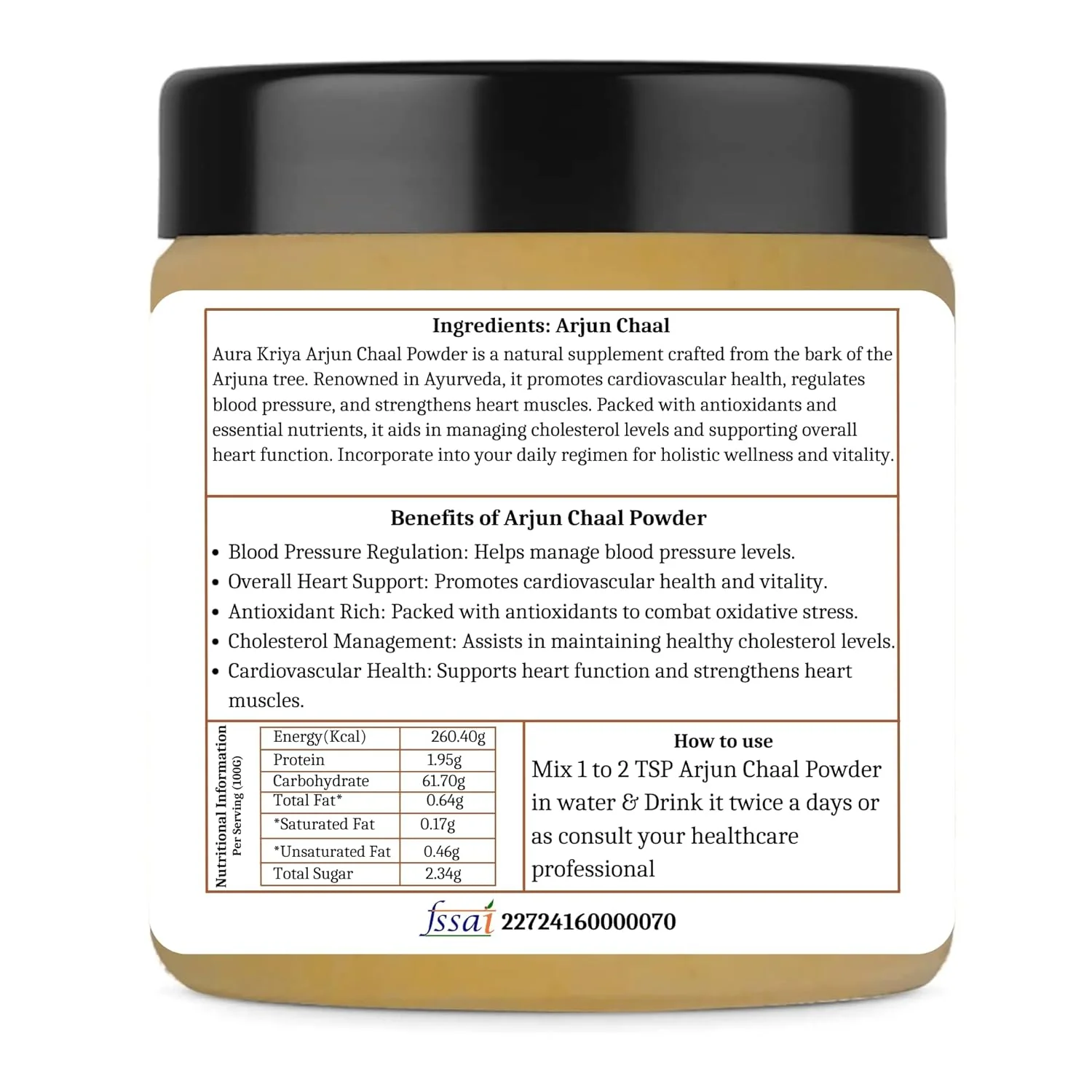 Aura Kriya Natural Arjun Ki Chaal Powder, Arjuna Bark, Arjun Chaal Tree, Ensure Premium Quality And Effectiveness | 100gm 0.2lbs Each Pack Of 3 - Image 2