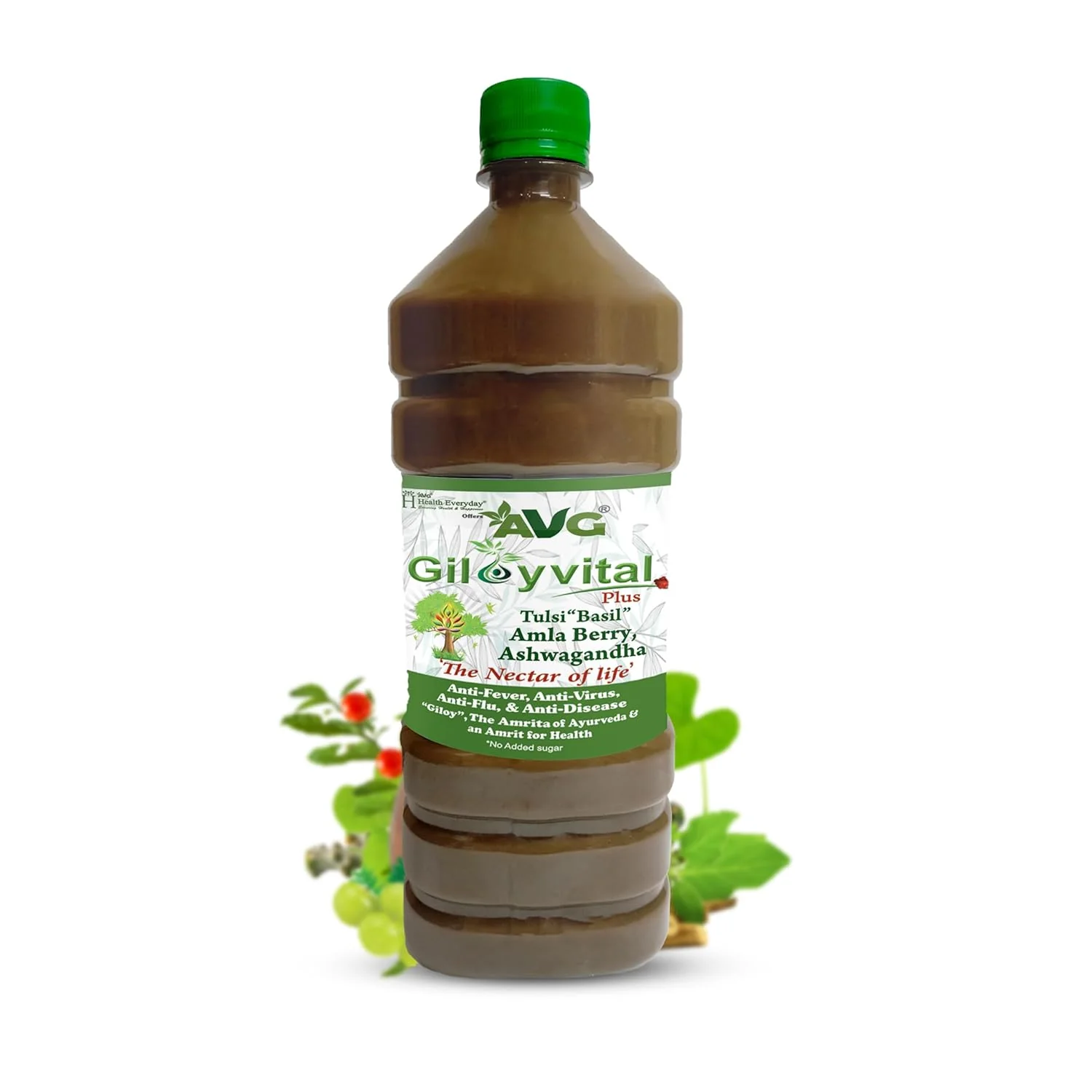 Avg Health Organics Giloy Vital, Giloy Juice With Ashwagandha, Tulsi, Ayurvedic Supplement, Natual Immunity Booster, Improves Platelet Count | 1000ml 2.2lbs - Image 2