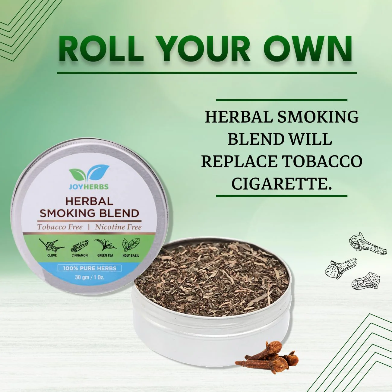 Ayurvedic Herbal Smoking Blend 1 Pack 1 Oz/ 30g Can With Frutta Tube 100 Tubes Per Box - Tobacco-Free & Nicotine-Free Smoking Mixture - Image 2