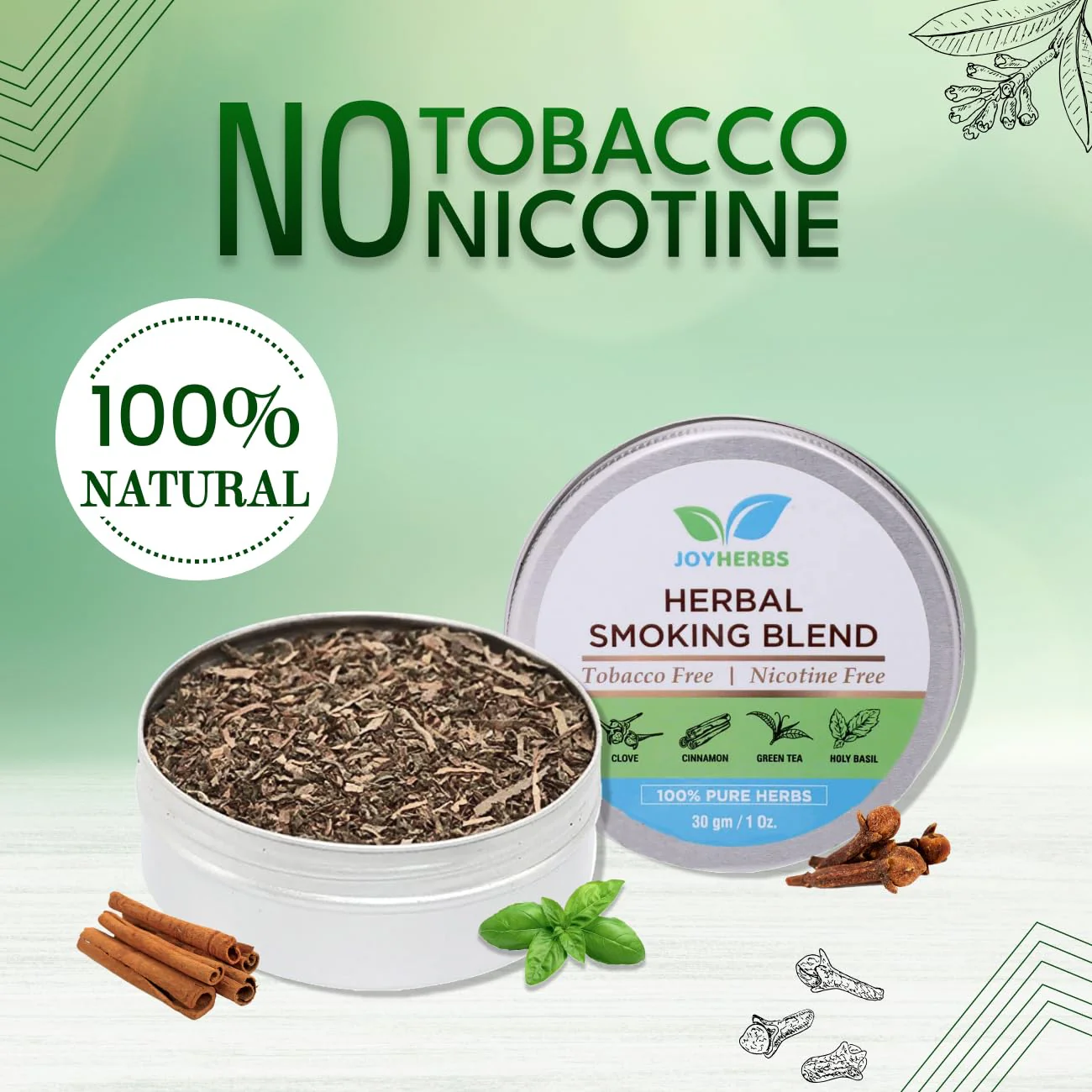 Ayurvedic & Organic Herbs  Mix For Smoking | Coloured Classi Wooden Smoking Pipe -  Tobacco & Nicotine Free 30g - Image 3