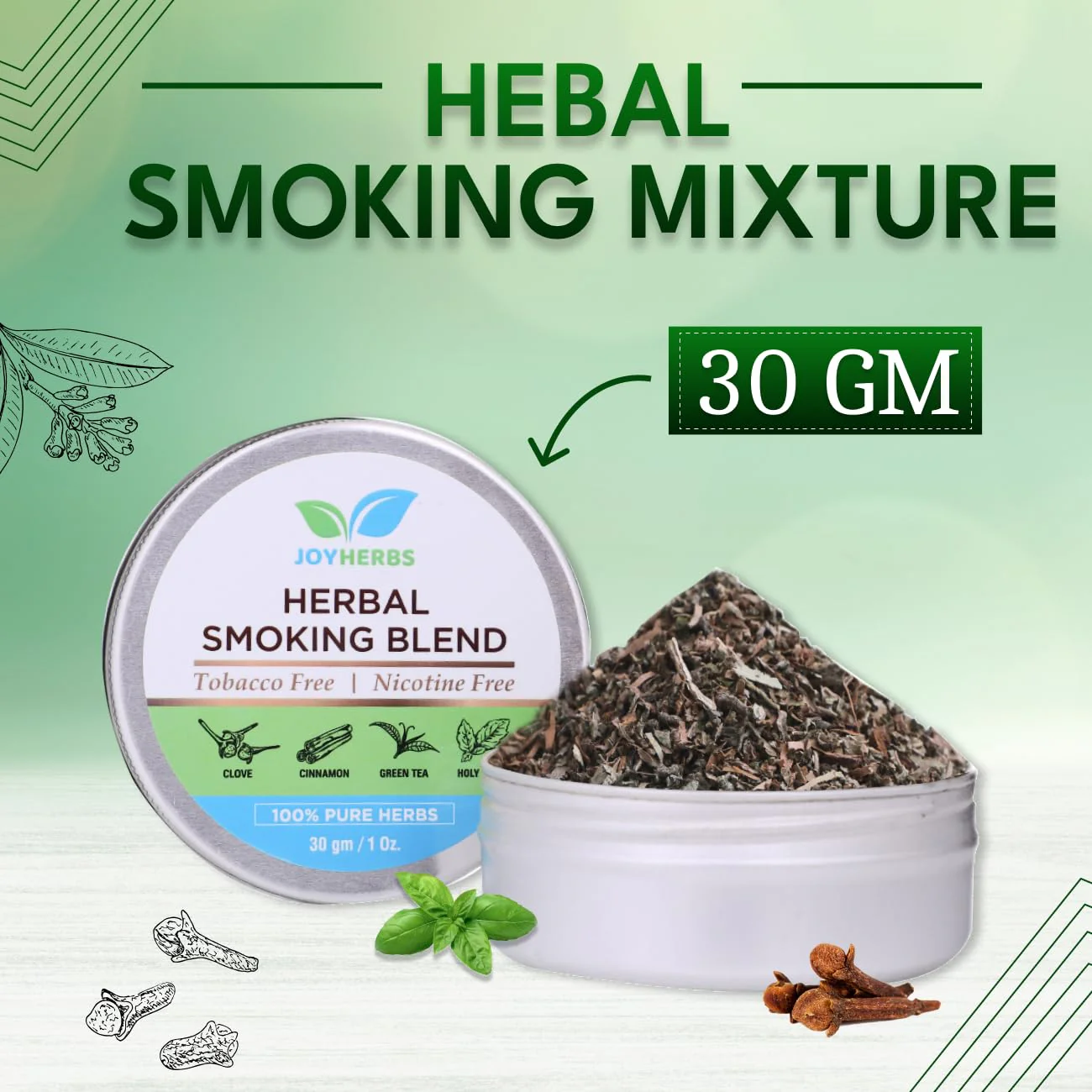 Ayurvedic & Organic Herbs  Mix For Smoking | Coloured Classi Wooden Smoking Pipe -  Tobacco & Nicotine Free 30g - Image 4