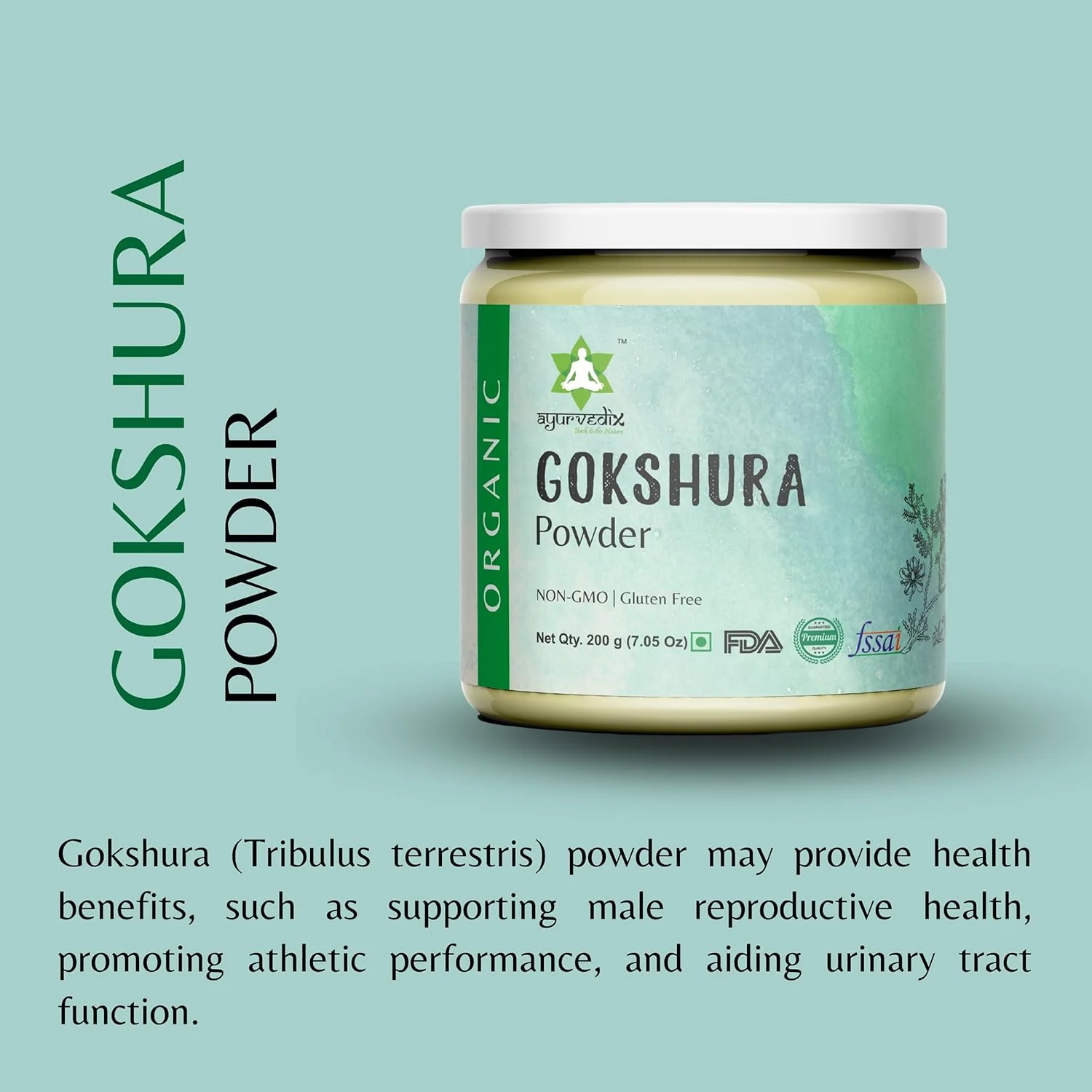 Ayurvedix Organic Gokshura, Gokhru Powder, Tribulus Terrestris Powder For Overall Wellness, Support Healthy Urinary Tract | 200gm 0.4lbs - Image 2