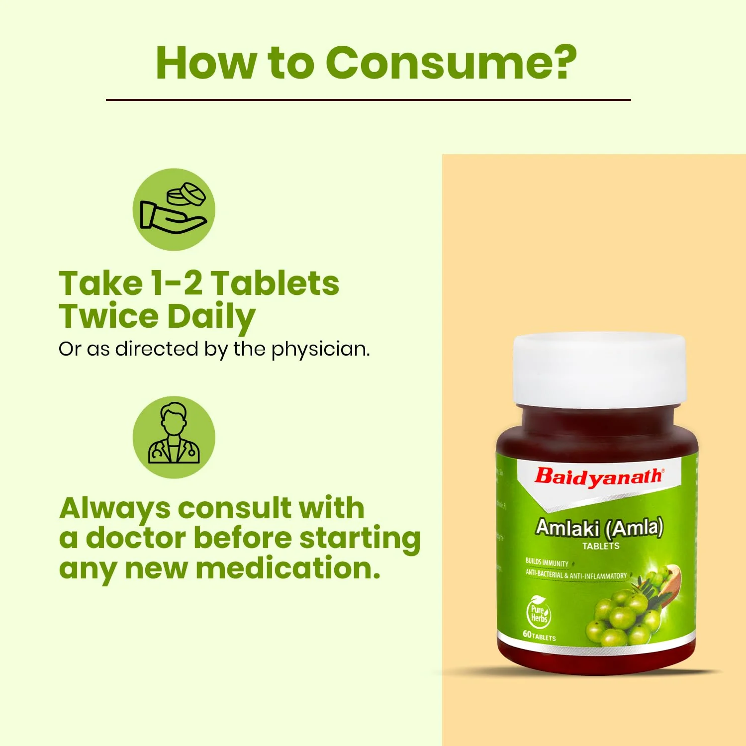 Baidyanath Amlaki Amla Natural Health Booster For Enhanced Hair, Skin, Digestive Health, Metabolism Support & Sugar Level Management | 60 Tablets , 100gm 0.2lbs Each Pack Of 2 - Image 5