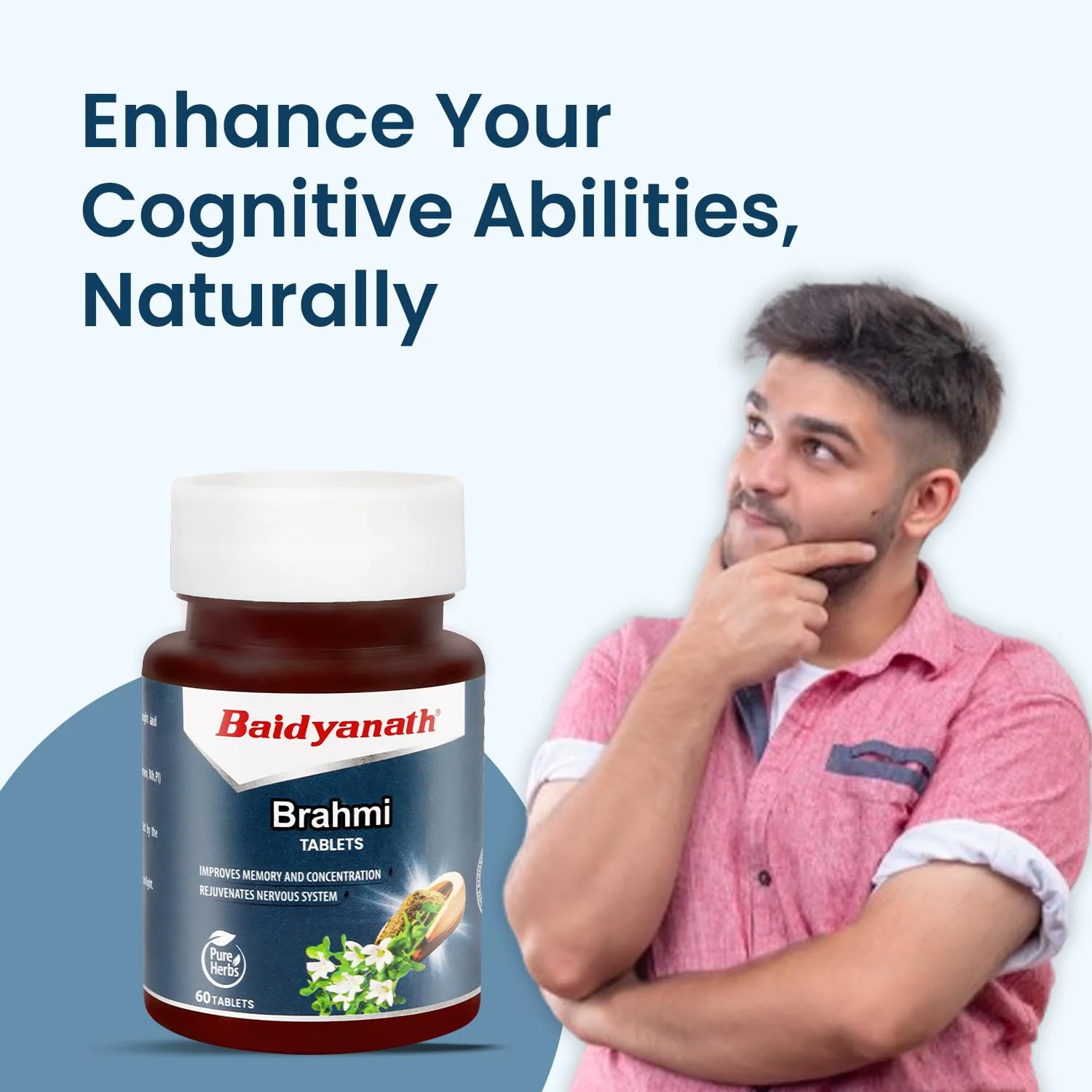 Baidyanath Brahmi Tablets Helps To Handle Life’s Daily Stress, Promotes Mind Relaxation | 60 Tablets 100gm 0.2lbs - Image 3