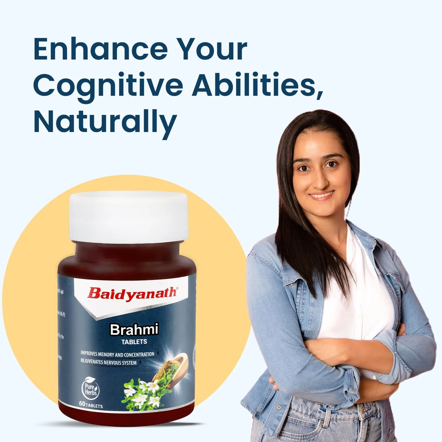 Baidyanath Brahmi Tablets Helps To Handle Life’s Daily Stress, Promotes Mind Relaxation | 60 Tablets 100gm 0.2lbs Each Pack Of 2 - Image 3