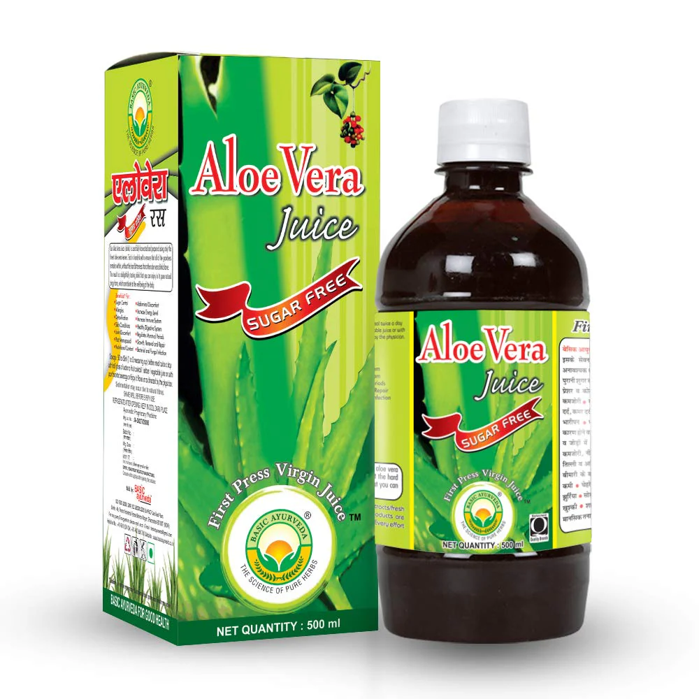 Basic Ayurveda Aloe Vera Juice Sugar Free Control Cholesterol Levels Beauty Needs Flush Out Toxins | 500ml 1.1lbs