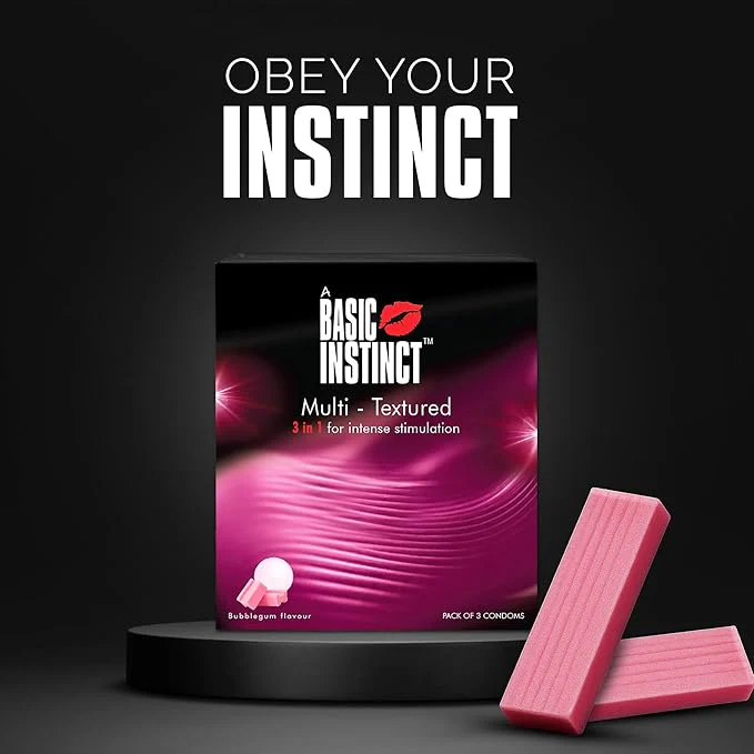 Basic Instinct Multi Texture Condoms For Men, 3 In 1 Ribbed, Ultra-smooth Latex 3 Pcs (Pack Of 5) - Image 4