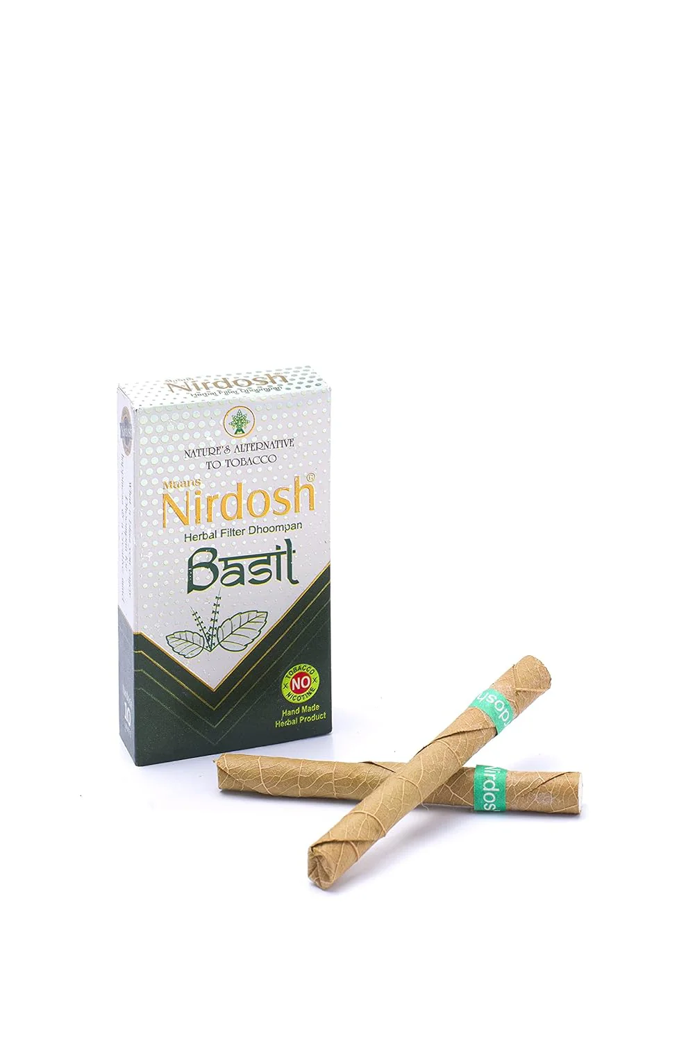 Basil Flavored Herbal Filter Dhoompan - Pack Of 3 + 1 Free Woods Hand Rolled Masala Incense Sticks | Tobacco & Nicotine Free 30 Herbal Cigarettes - Image 4