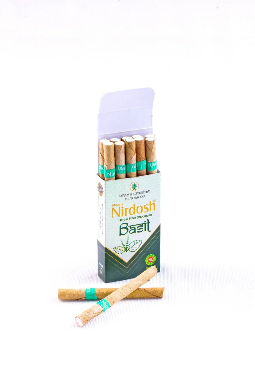 Basil Flavored Herbal Filter Dhoompan Sticks - 10 Pcs Herbal Cigarette | Bidi Sticks Rolled In Tendu Leaves, Non-Addictive Sticks - Tobacco Free & Nicotine Free - Image 3