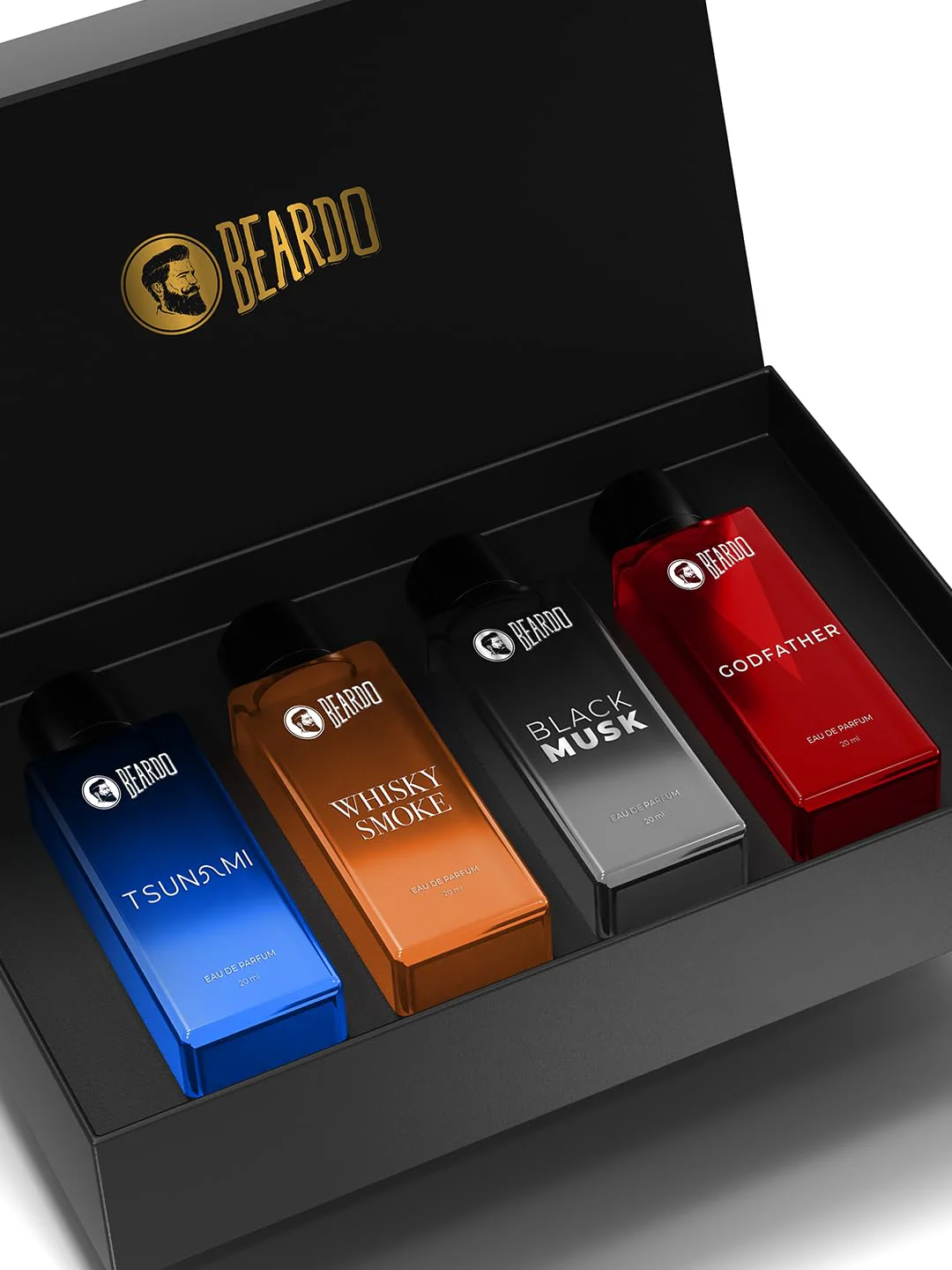 Beardo Ehisky Smoke, Black Musk, Godfather & T Sunamii  Assorted Eau De Parfum Gift Set For Men 20ml Each 80ml 2.7 Fl.oz. Pack Of 4 - Image 2