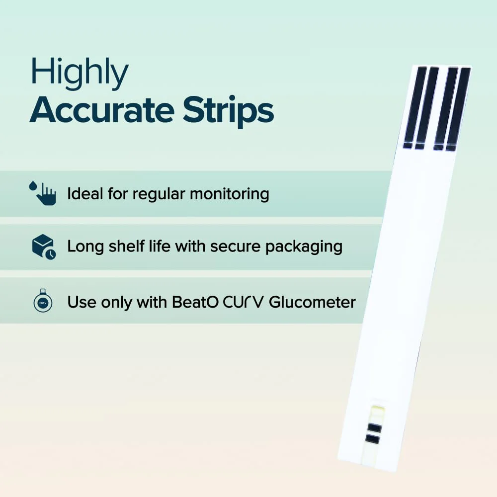 BeatO Curv Blood Glucose Test Strips & Lancets - 100 Strips + 100 Lancets - Image 4
