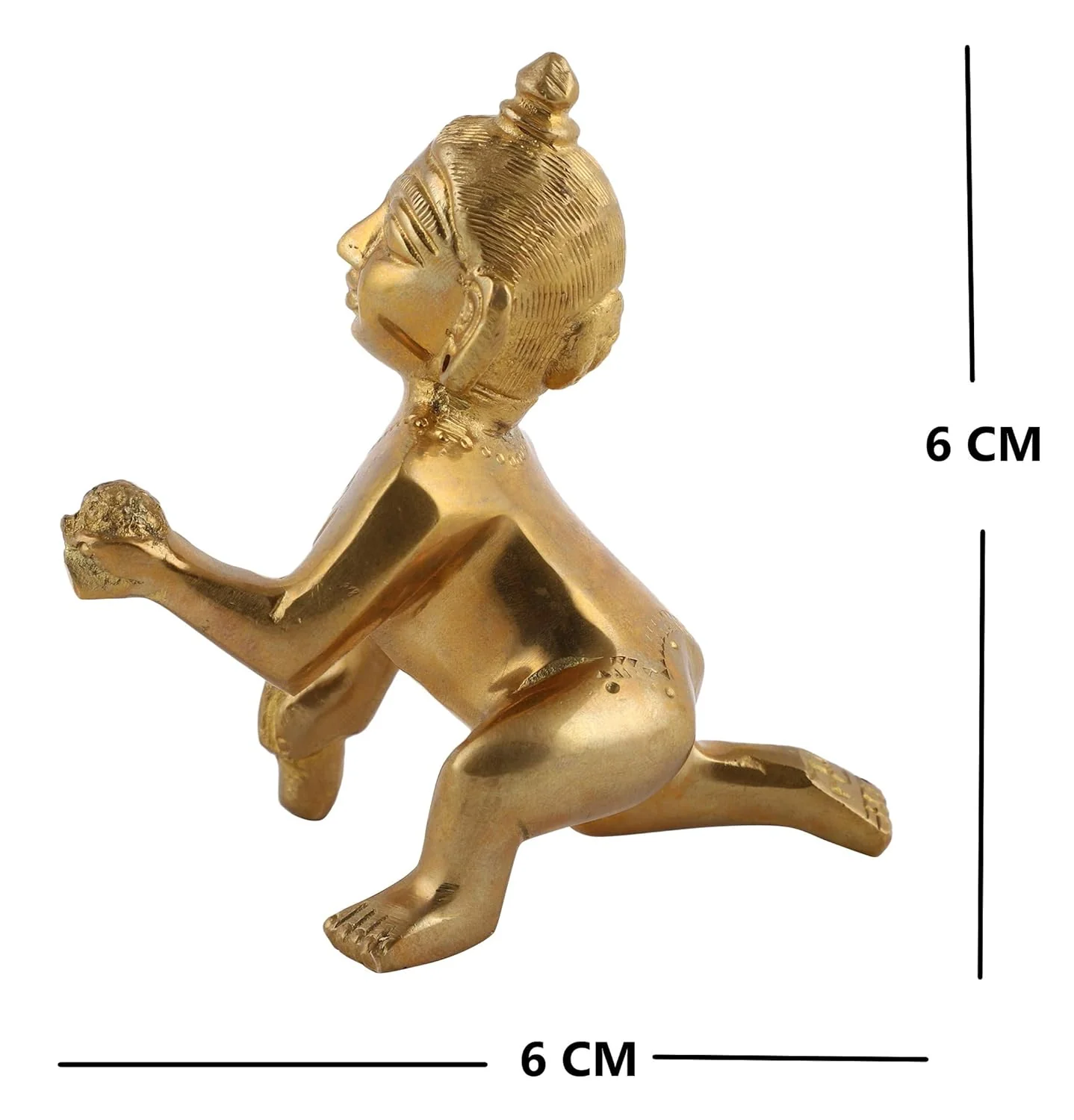 Beautiful Brass Laddu Gopal Idol, Kanha Ji, Bal Krishna Statue, Gold - Size No.1, Traditional Murti - 6 Cm | For Home, Office Decor, All Festivals, Idol - Image 4