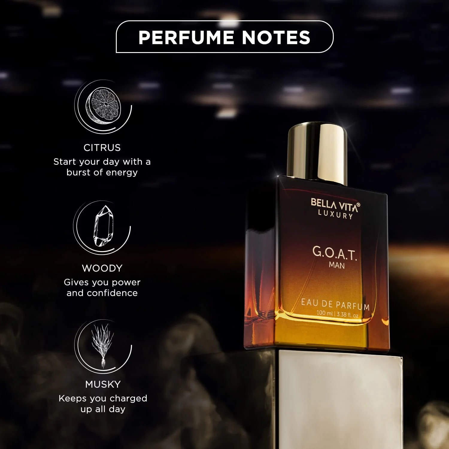 Bella Vita Luxury G.O.A.T Man Eau De Parfum 100ml 3.4 Fl.oz. Each Pack Of 2 Long Lasting | Gift For Husband - Image 5
