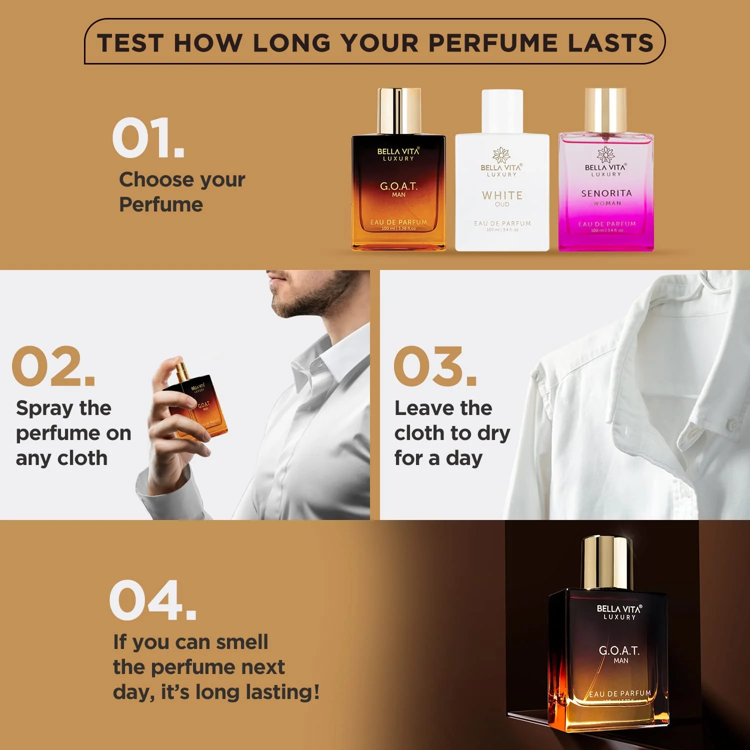 Bella Vita Luxury G.O.A.T Man Eau De Parfum 100ml 3.4 Fl.oz. Each Pack Of 3 Long Lasting | Gift For Husband - Image 9