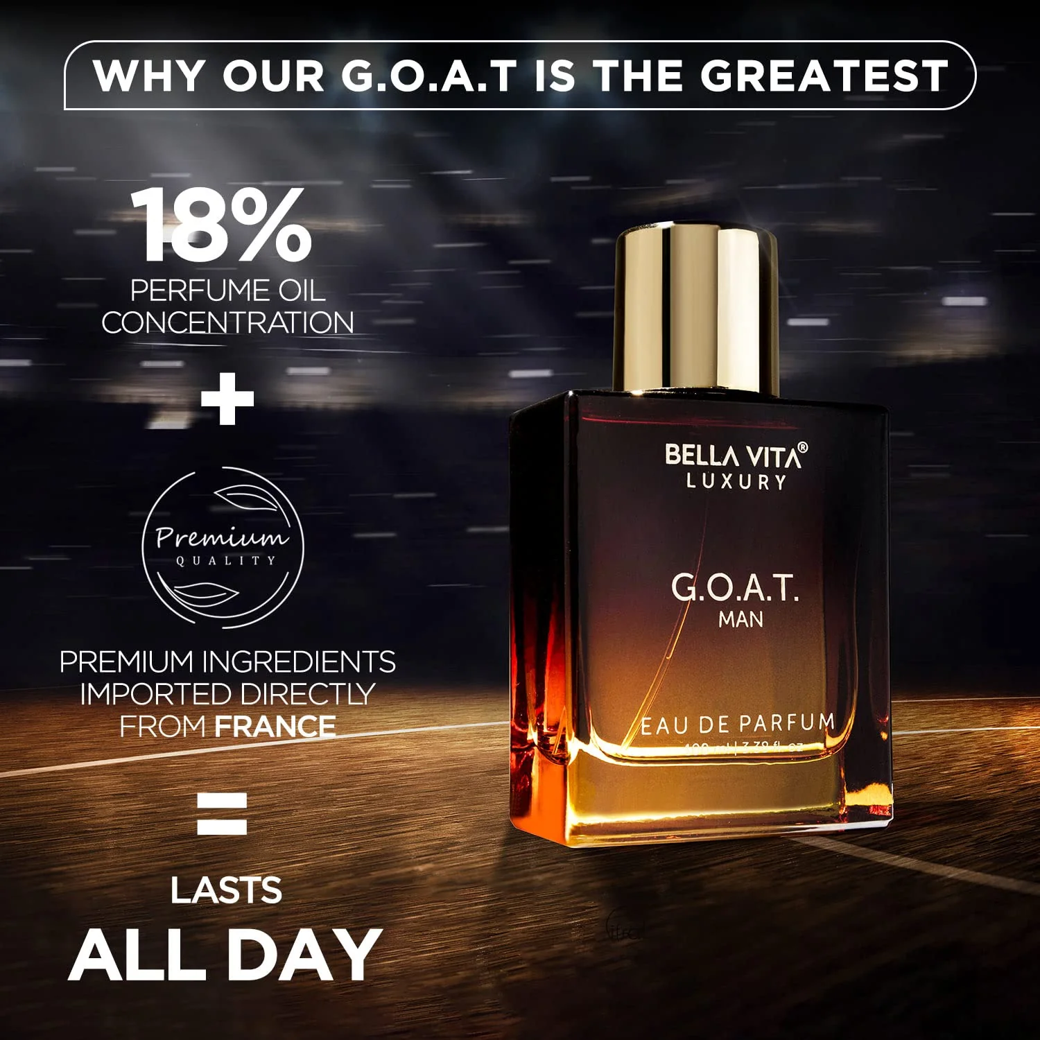 Bella Vita Luxury G.O.A.T Man Eau De Parfum 100ml 3.4 Fl.oz. Long Lasting | Gift For Husband - Image 3