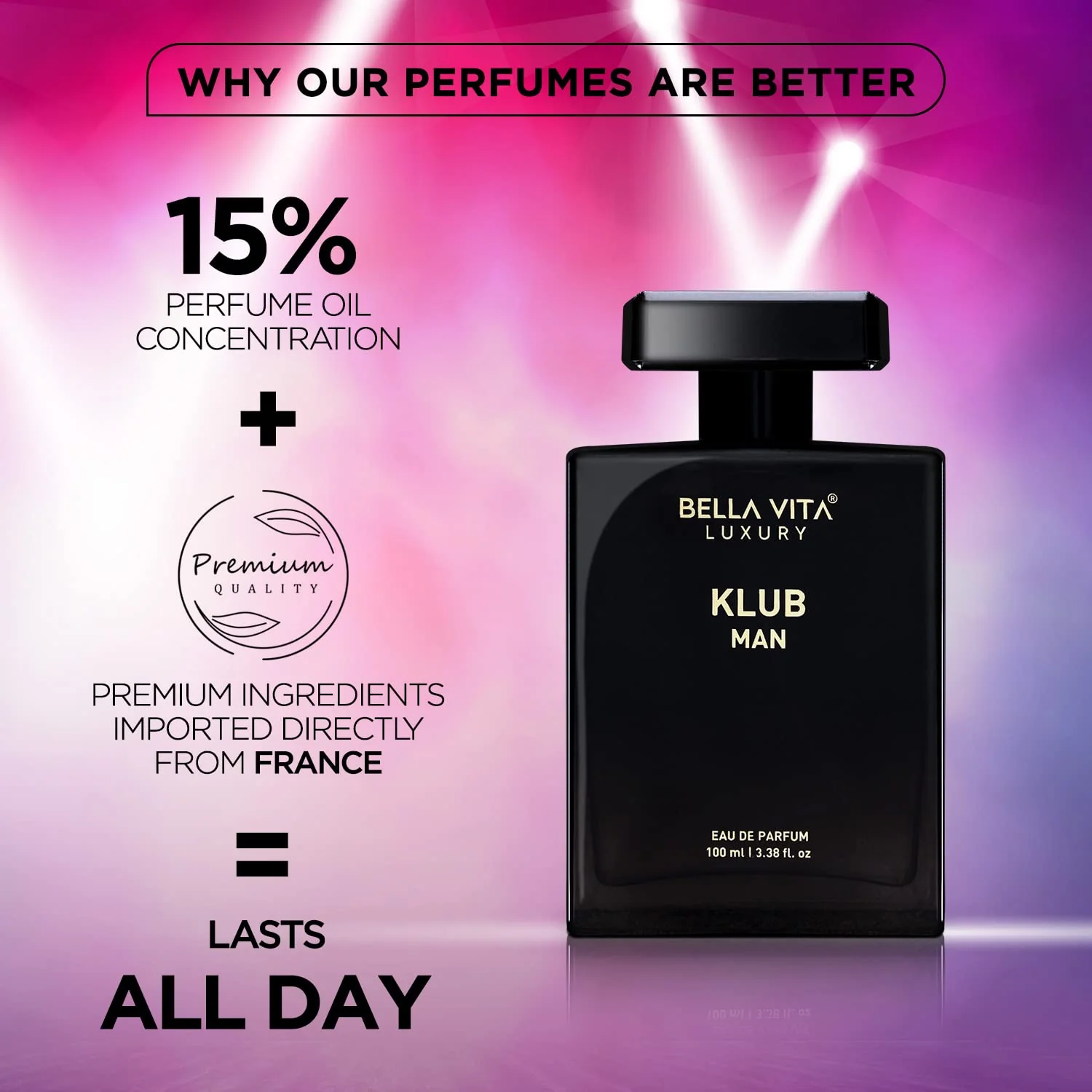 Bella Vita Luxury Klub Man Eau De Parfum 100ml 3.4 Fl.oz. Long Lasting | Gift For Husband - Image 4