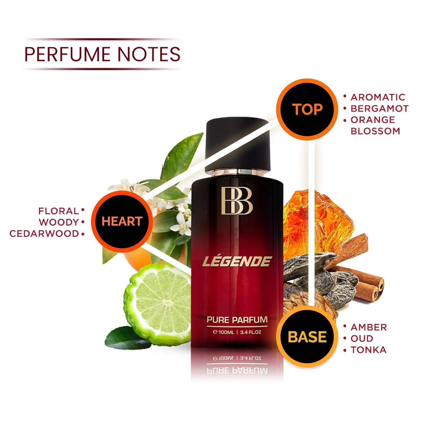 Bergamot Beaute Legende Pure Parfum 100ml 3.4 Fl.oz. | 12+ Hrs Long Lasting Perfume For Men | Higher Concentration Than EDP - Image 5