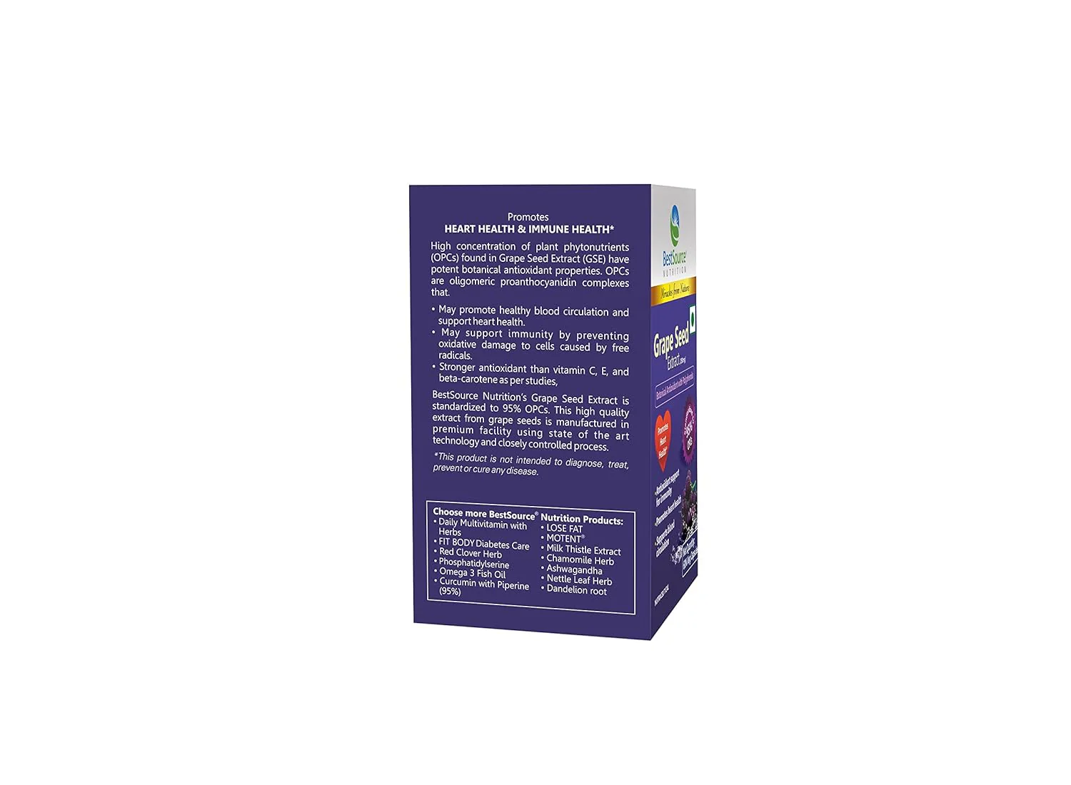Bestsource Nutrition's Grape Seed Extract, Botanical Antioxidant With 95% Opcs, For Immunity & Heart Health, 250mg | 60 Veg Capsules 100gm 0.2lbs - Image 3