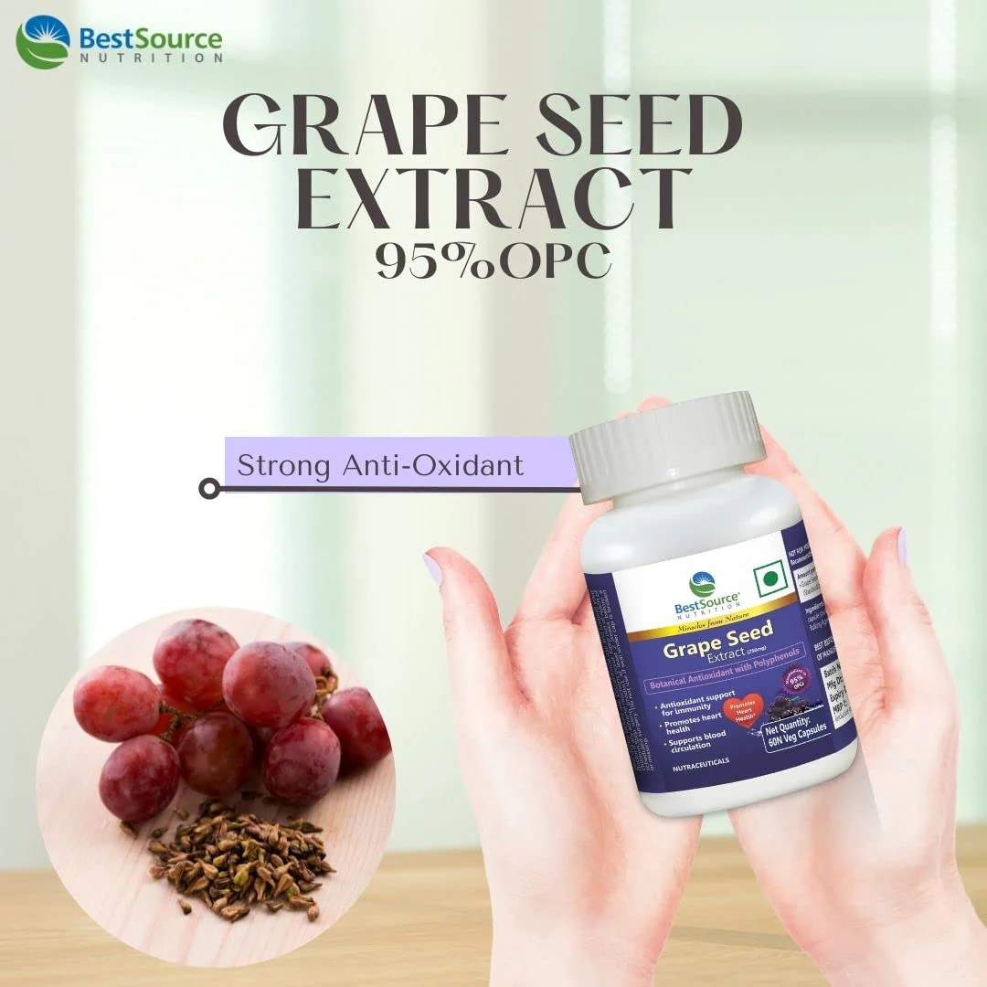 Bestsource Nutrition's Grape Seed Extract, Botanical Antioxidant With 95% Opcs, For Immunity & Heart Health, 250mg | 60 Veg Capsules 100gm 0.2lbs - Image 4