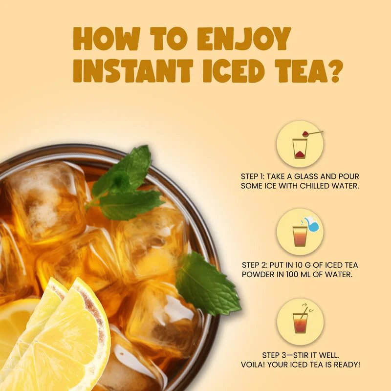 Bevzilla Lemon Instant Iced Tea Mix - 400gm, 14.1 Ounce | Quick Ready In 30 Seconds - Perfect Refreshing Summer Drink | Easy To Carry Anywhere - Low Caffeine - Image 5