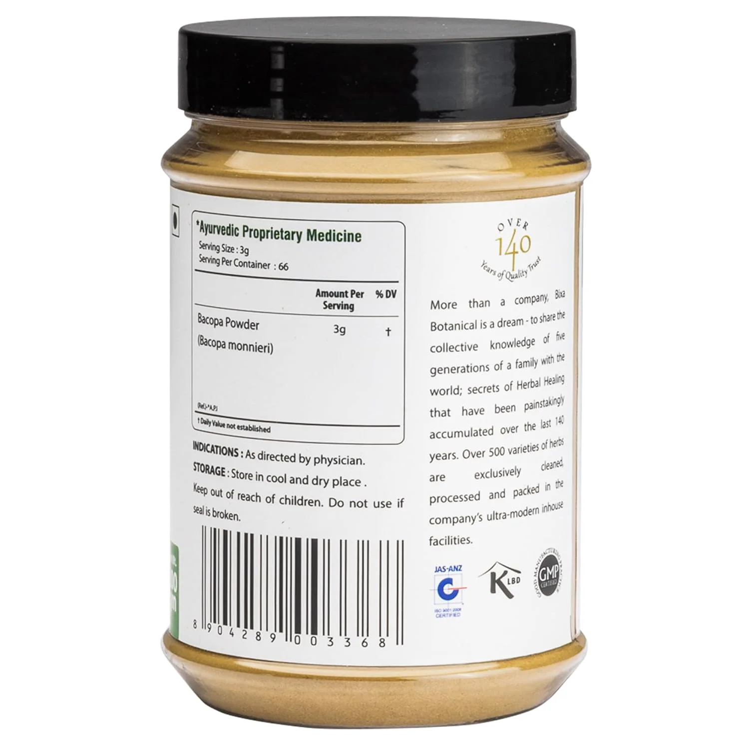 Bixa Botanical Brahmi Powder Bacopa Monnieri Brain Vitality, Intelligence & Focus, 100% Organic And Natural Herbal Supplement | 200gm 0.4lbs - Image 4
