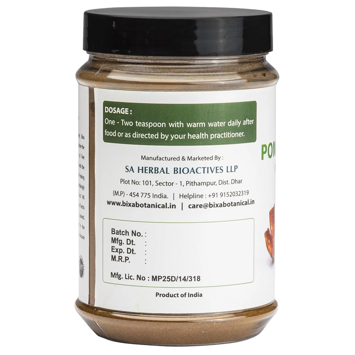 Bixa Botanical Pomegranate Peel Powder For Skin & Hair Mask Punica Granatum, Ayurvedic Herbal Supplement For Control Loose Motions, Improves Digestion | 200gm 0.4lbs - Image 2