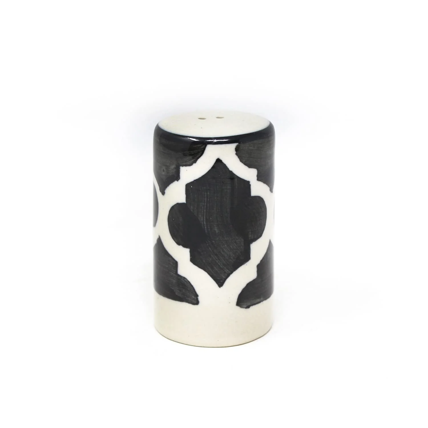 Black Moroccan Ceramic Salt & Pepper Shaker Set For Kitchen & Dining Table | 1 Salt Shaker + 1 Pepper Shaker - 2 Pieces, 80ml Each - Image 3