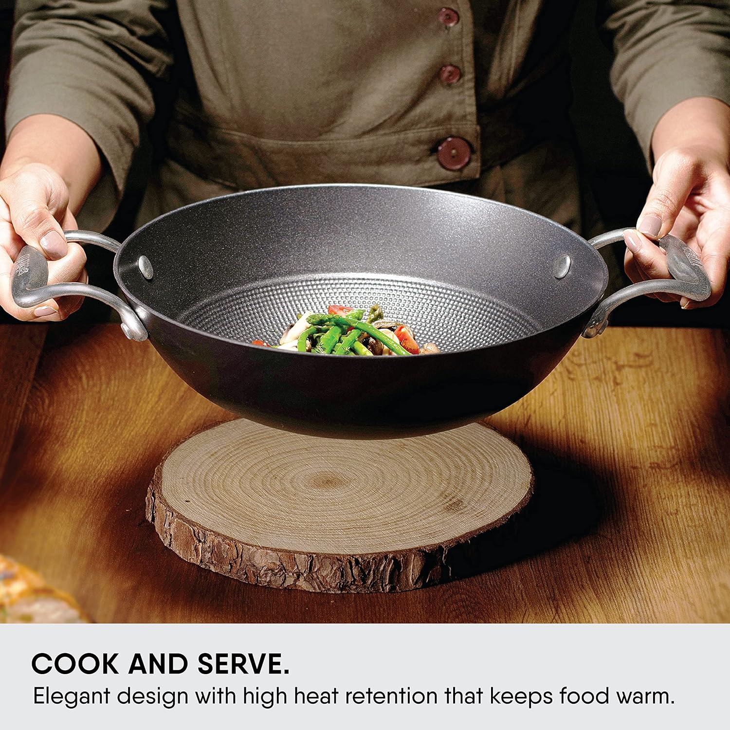 Blacksmith Hybrid Enameled Cast Iron Kadhai - 1.7 Liters, 22 Cm | Rust Proof Kadai For Cooking - Light Weight Cast Iron - Induction & Gas Stove Compatible - Image 4