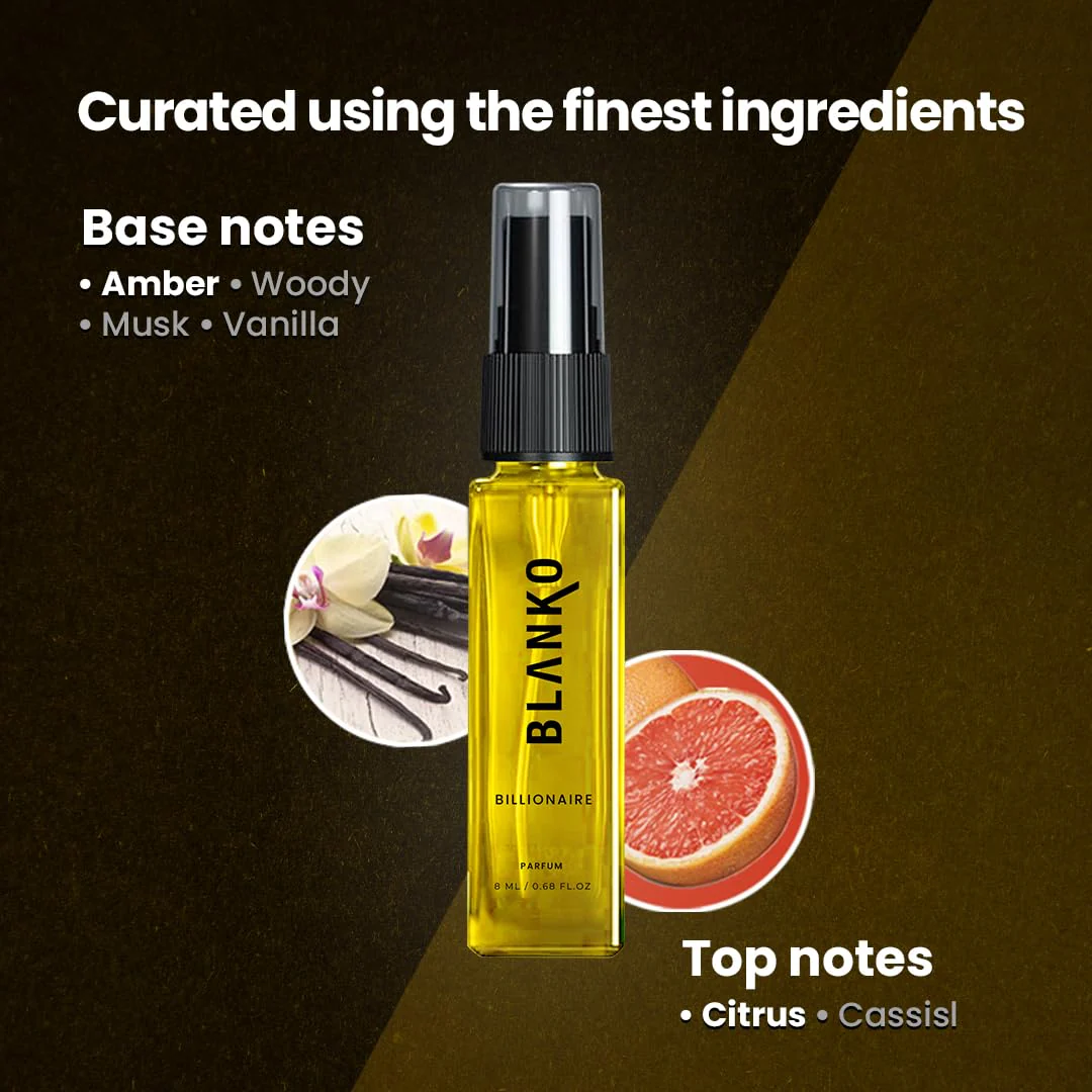 Blanko TLT Parfum Pack Of 4x 0.27 Fl.oz. Legend+ Billionaire+ Sports+ Indian Oud | Luxury Fragrance Gift Set For Husband, Father, Brother - Image 3