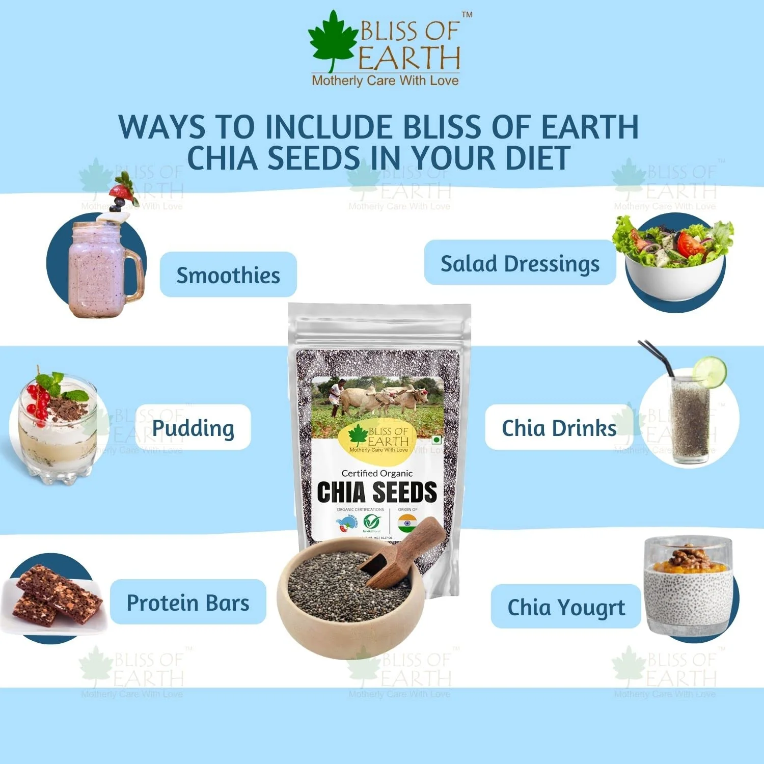Bliss Of Earth Chia Seeds Raw Good For Health Weight Loss Daily Diet Super Food | 200gm 0.4lbs - Image 3