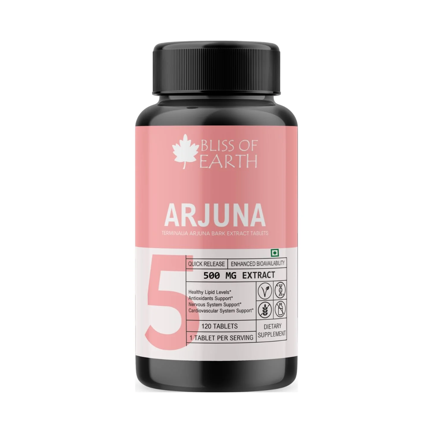 Bliss Of Earth High Potency Terminalia Arjuna Bark Extract Tablets 500mg With Quick Release & Enhanced Bioavailability For Heart Health | 120 Tablets 200gm 0.4lbs