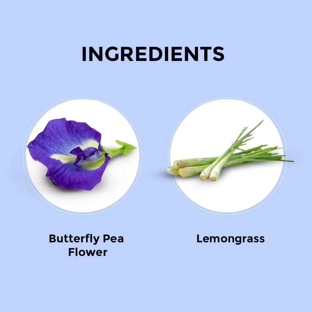 Blue Tea Butterfly Pea Lemongrass Herbal Tea - 25gm Reusable Pet Jar, 0.8 Ounce, 25 Cups | Flower Based Caffeine Free, Non GMO - Good For Hair & Skin - Image 3